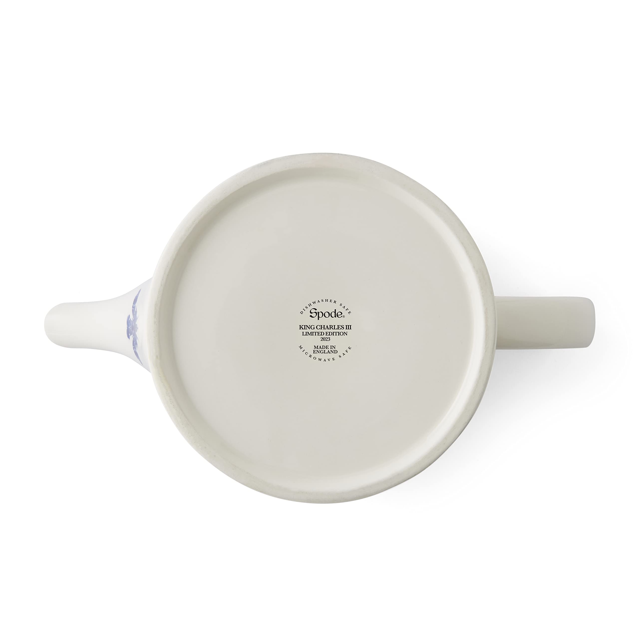 King Charles III Coronation Commemorative Teapot by Spode | Large Blooming & Loose-Leaf Ceramic Tea Pot | 32-Ounces | Dishwasher and Microwave Safe | Made in England (Blue & White) - Image 6