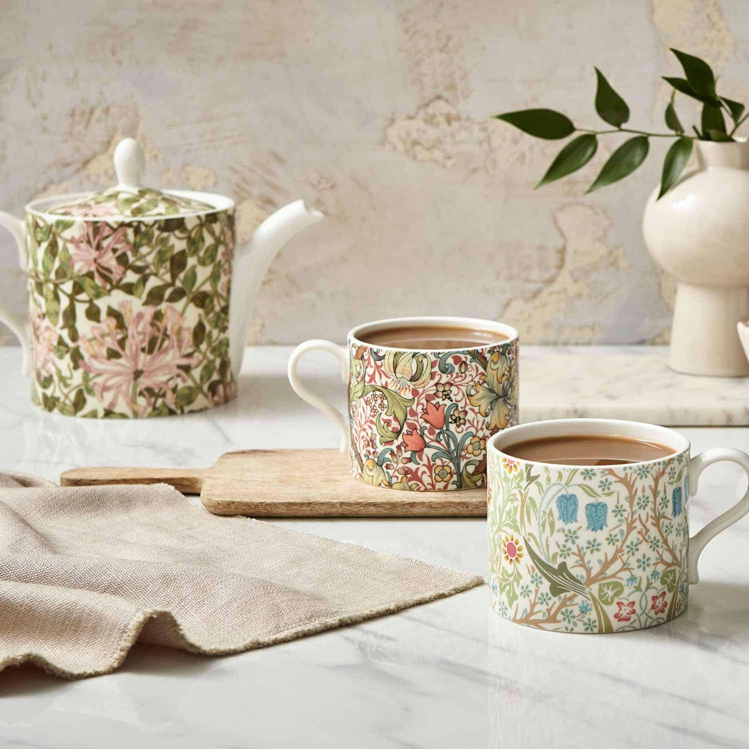 Morris & Co 32oz Teapot and 10oz Mug Set (Set of 2) - Honeysuckle | Porcelain - Dishwasher & Microwave Safe | Novelty Tea Set for Elegant Brunch, Parties, Breakfast - Boxed Gift Set - Image 5
