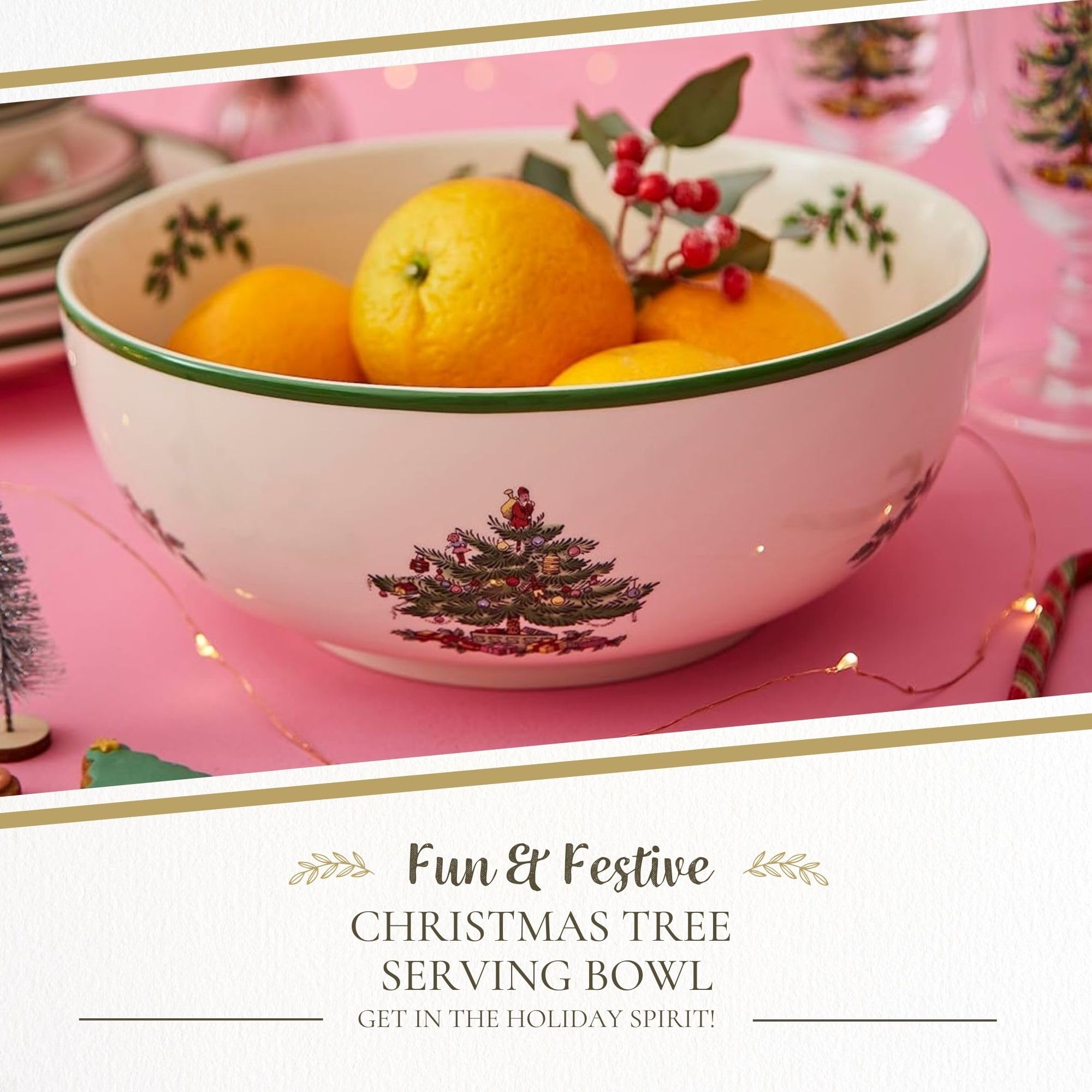 Portmeirion Spode Christmas Tree Serving Bowl, 9-Inch Holiday Dish for Pasta, Salad, Fruit & Side Dishes, Earthenware Tableware, Perfect for Entertaining & Holiday Decor, Dishwasher Safe - Image 3