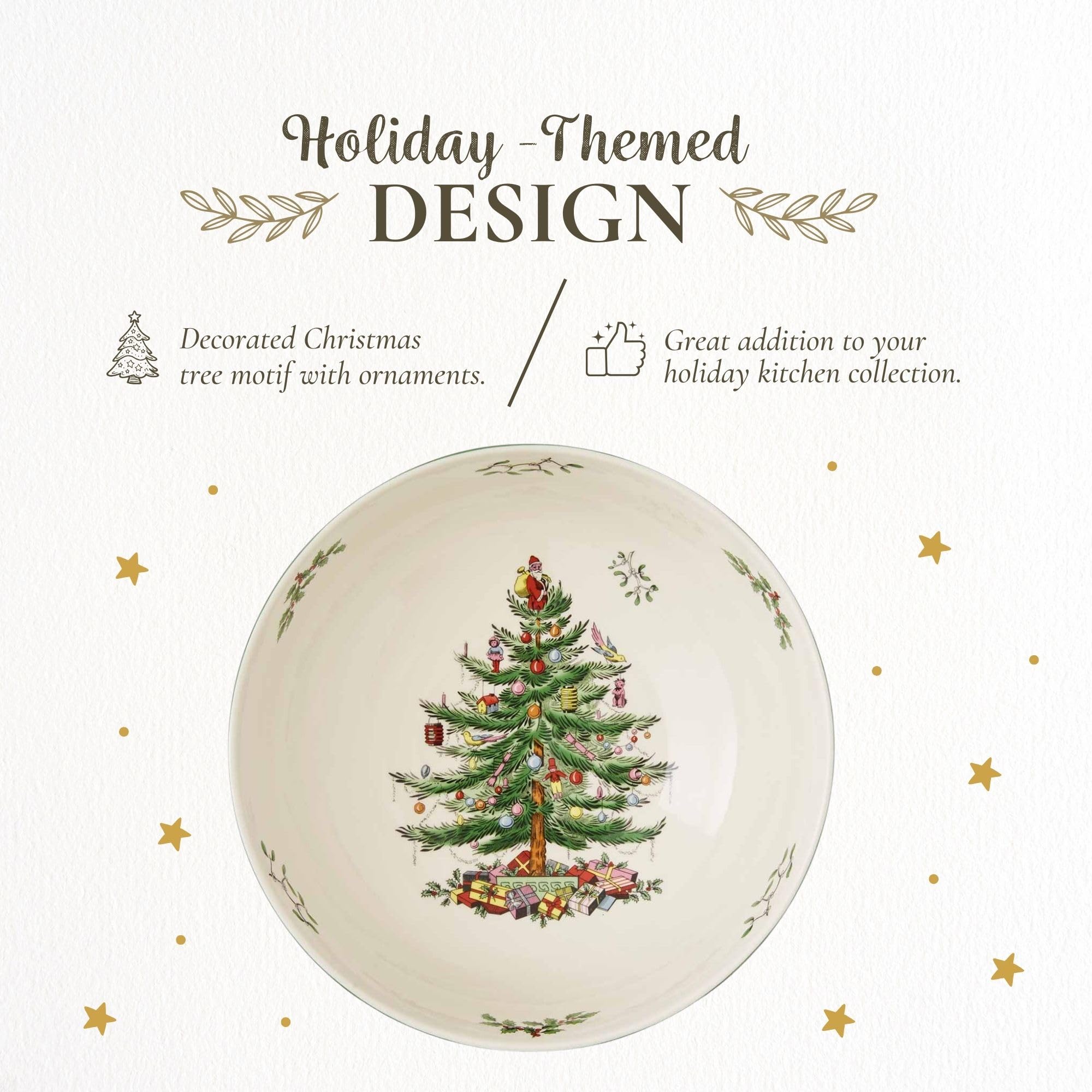 Portmeirion Spode Christmas Tree Serving Bowl, 9-Inch Holiday Dish for Pasta, Salad, Fruit & Side Dishes, Earthenware Tableware, Perfect for Entertaining & Holiday Decor, Dishwasher Safe - Image 5