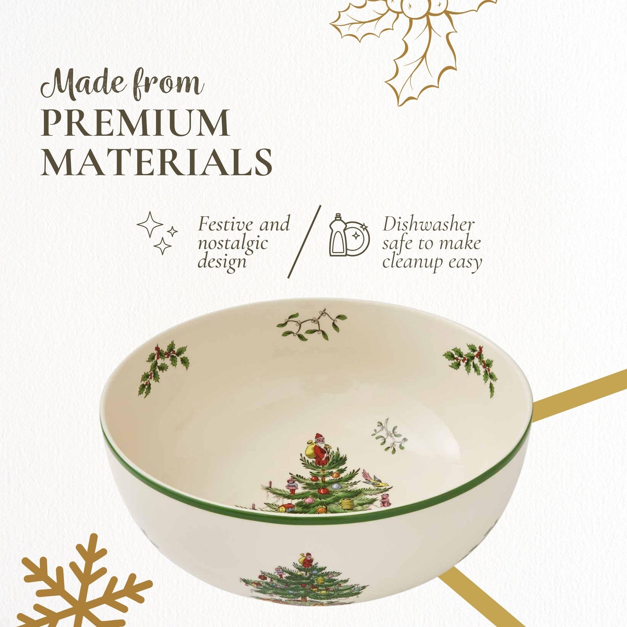 Portmeirion Spode Christmas Tree Serving Bowl, 9-Inch Holiday Dish for Pasta, Salad, Fruit & Side Dishes, Earthenware Tableware, Perfect for Entertaining & Holiday Decor, Dishwasher Safe - Image 6