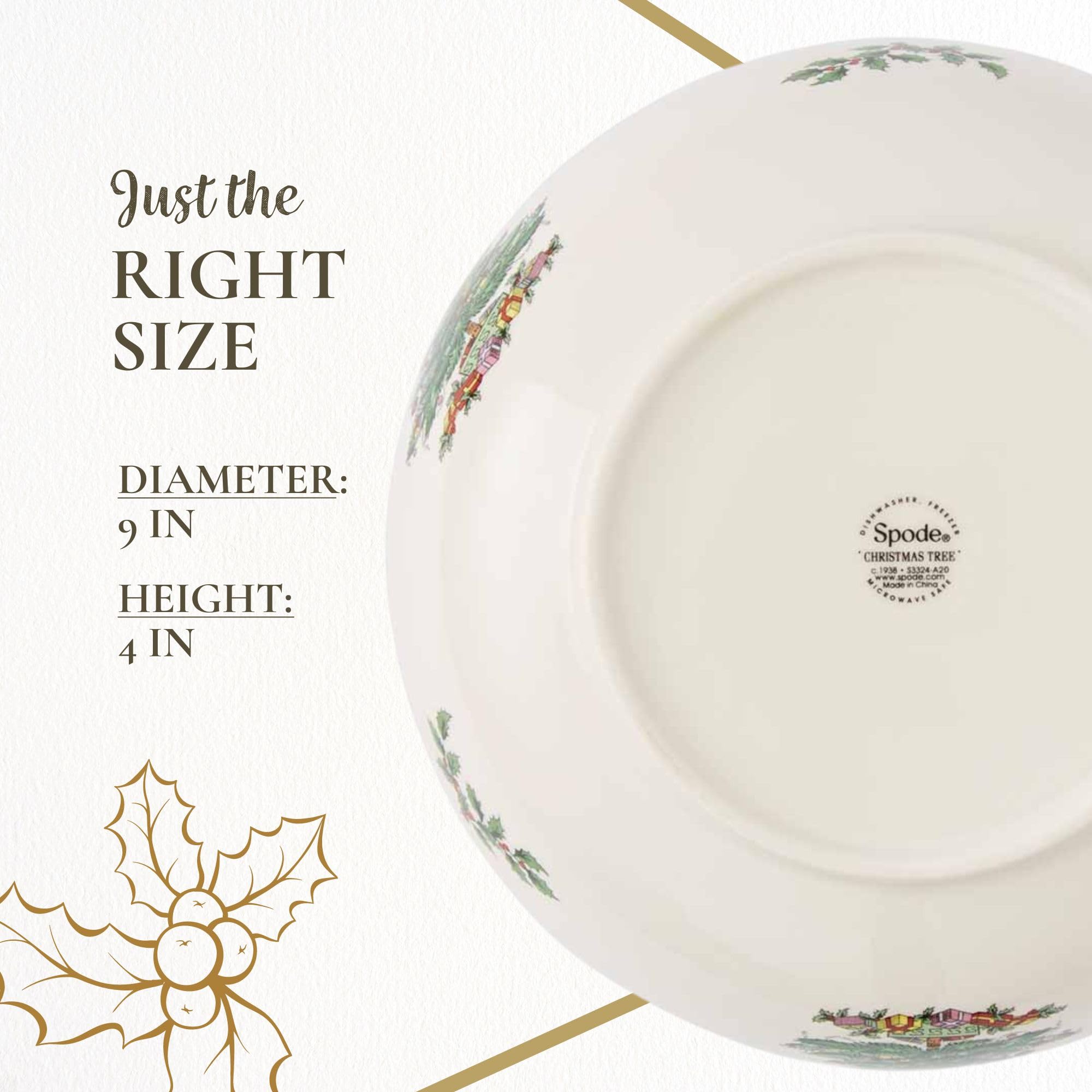 Portmeirion Spode Christmas Tree Serving Bowl, 9-Inch Holiday Dish for Pasta, Salad, Fruit & Side Dishes, Earthenware Tableware, Perfect for Entertaining & Holiday Decor, Dishwasher Safe - Image 9