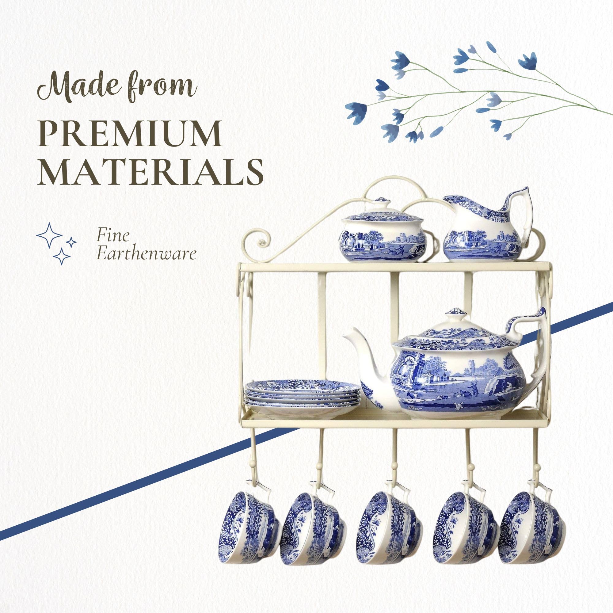 Spode Blue Italian Porcelain Serving Platter with Dome - Elegant Dessert Tray for Cakes, Pastries, Cheese - Oriental Decor Serveware, Dishwasher & Microwave Safe Treat Display Tray - Image 4