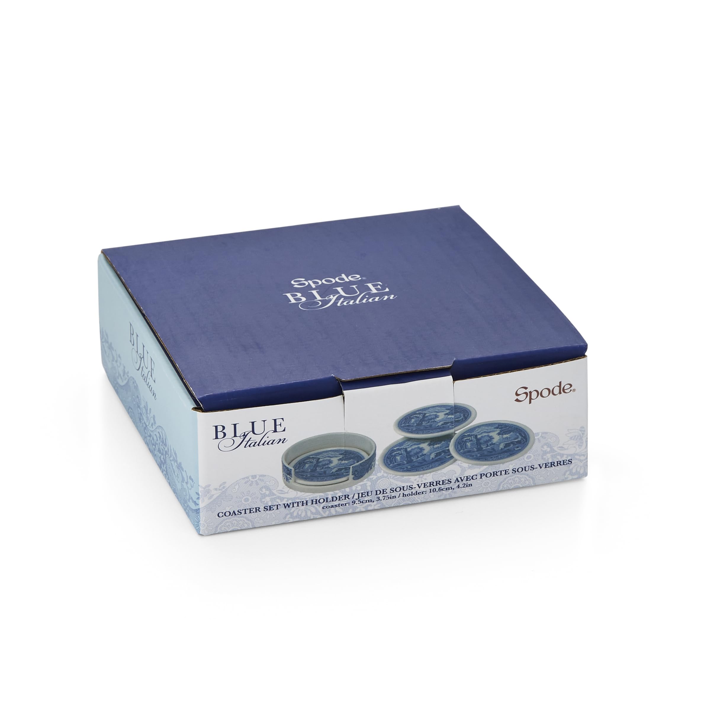 Spode Blue Italian Coasters for Drinks | Set of 4 | Ceramic Coasters and Holder | Tabletop Protection | Housewarming or Birthday Gift | Round (Blue/White) - Image 7