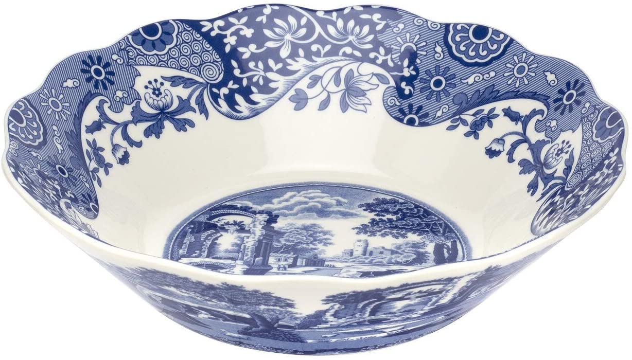 Spode Blue Italian Daisy Bowl | Serve Pasta, Salad, Or Soup | Scalloped Edge Design | Made of Porcelain | Measures 10-Inches | Dishwasher Safe (Blue/White) - Image 4
