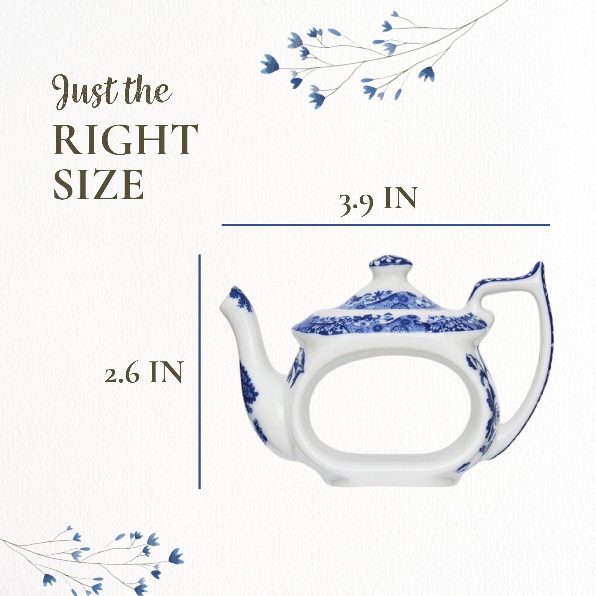Spode Blue Italian Napkin Rings - Set of 4, Teapot Shaped Blue & White Table Accents for Dining Room Decor - Decorative Napkin Holders for Tableware & Seasonal Place Settings - Image 7