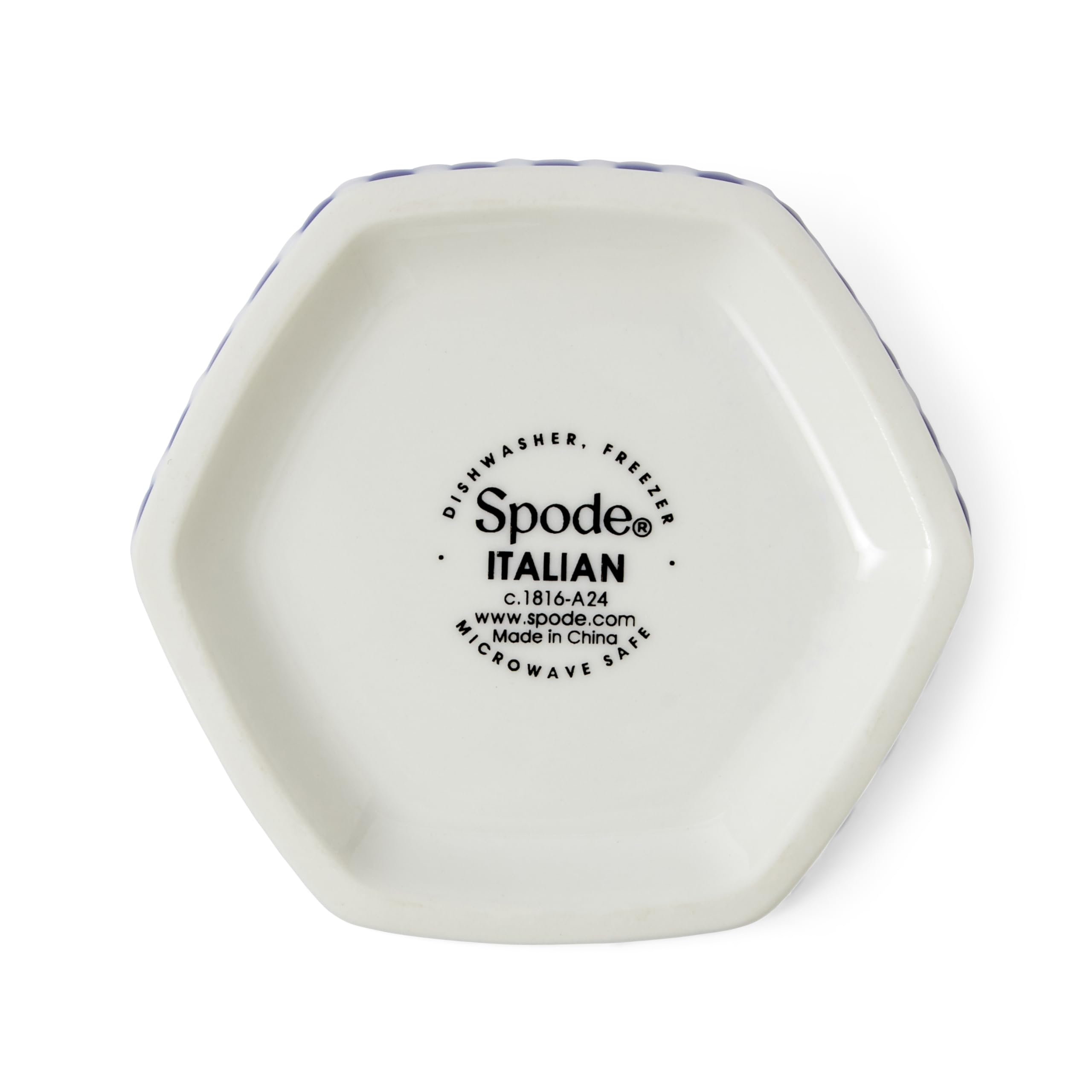 Spode Blue Italian Steccato Vase, 5.2-Inch Porcelain Hexagonal Accent with Stripe & Floral Scroll - Classic Blue & White for Contemporary Mediterranean Home Decor, Ideal for Living, Dining Room - Image 4