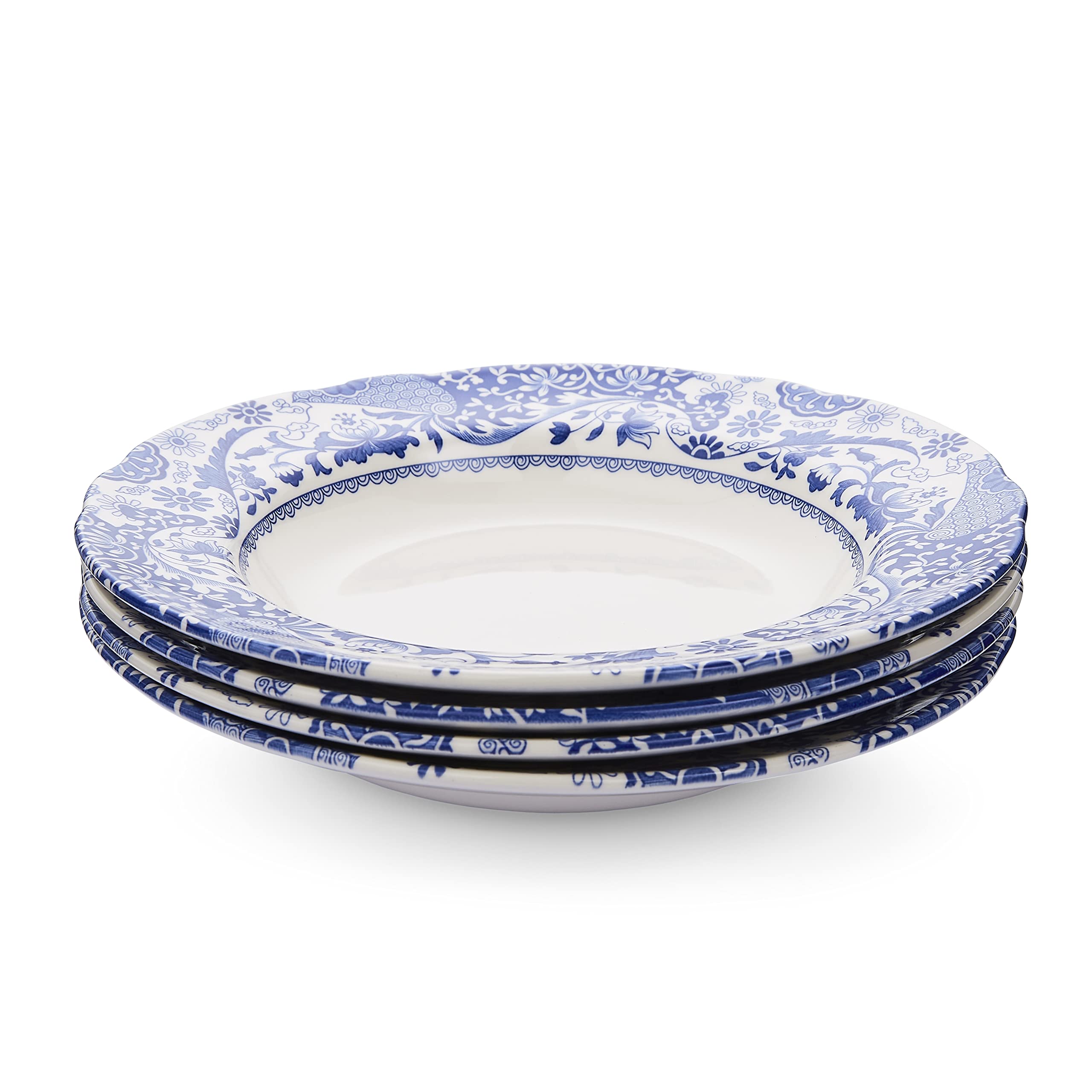 Spode BRO0210 Brocato Set of 4 23cm Rimmed Soup Plates, Blue & White - Image 3