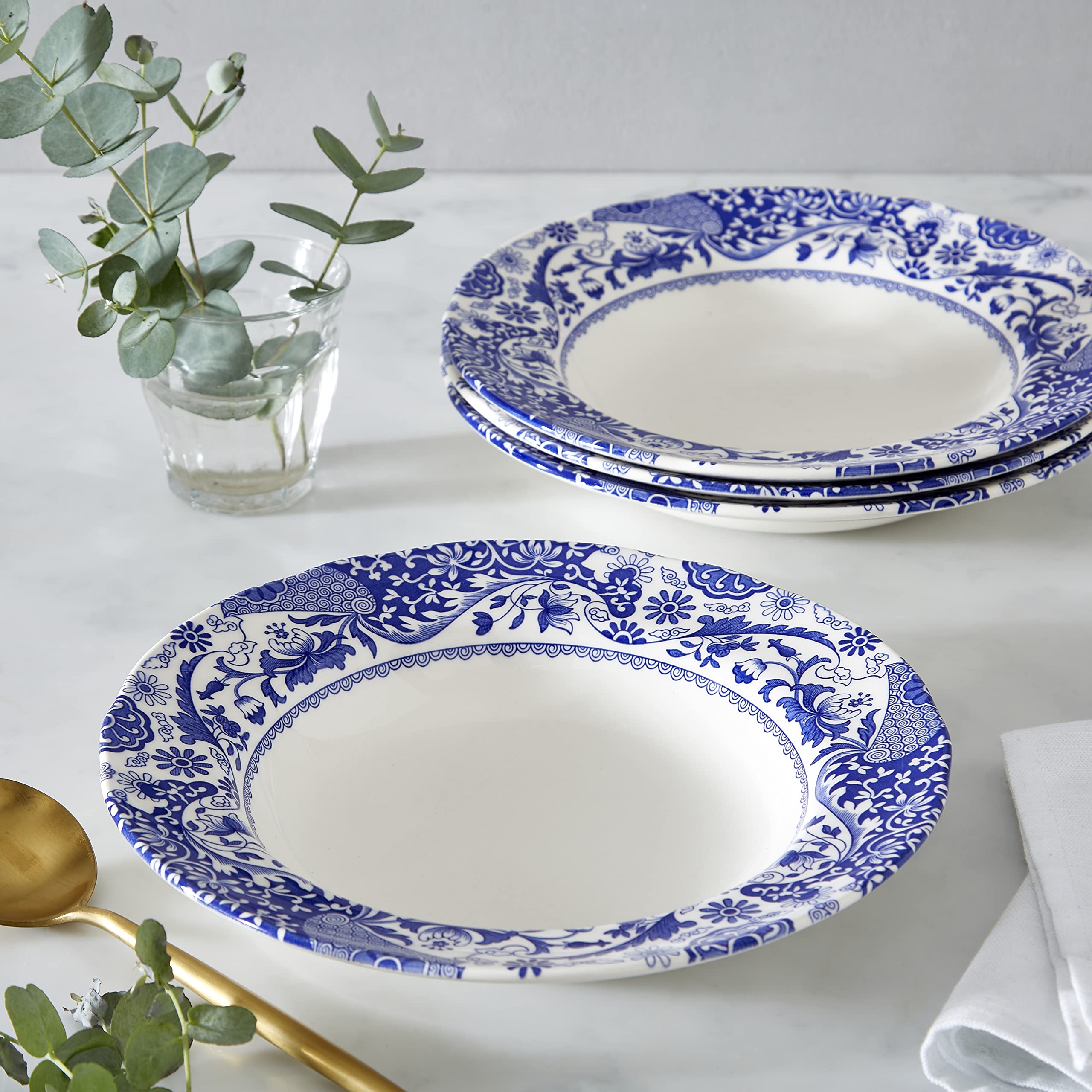 Spode BRO0210 Brocato Set of 4 23cm Rimmed Soup Plates, Blue & White - Image 7