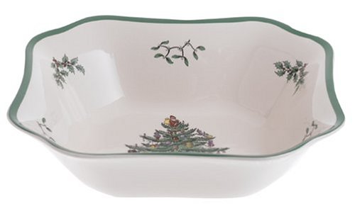Spode Christmas Tree 9.5-Inch Square Salad Bowl - Ceramic Earthenware Serving Bowl for Salads, Soups, Pasta, & Side Dishes - Festive Holiday Dinnerware with Iconic Christmas Tree Design - Image 4