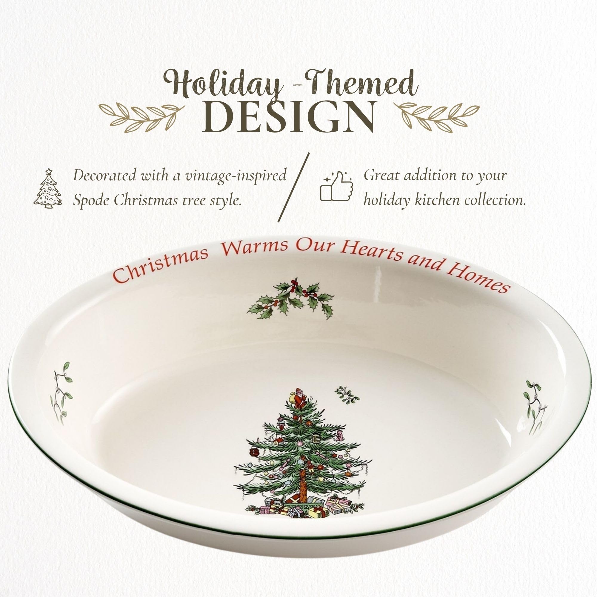 Spode Christmas Tree Oval Round Vegetable Serving Dish with Sentiment - Image 3
