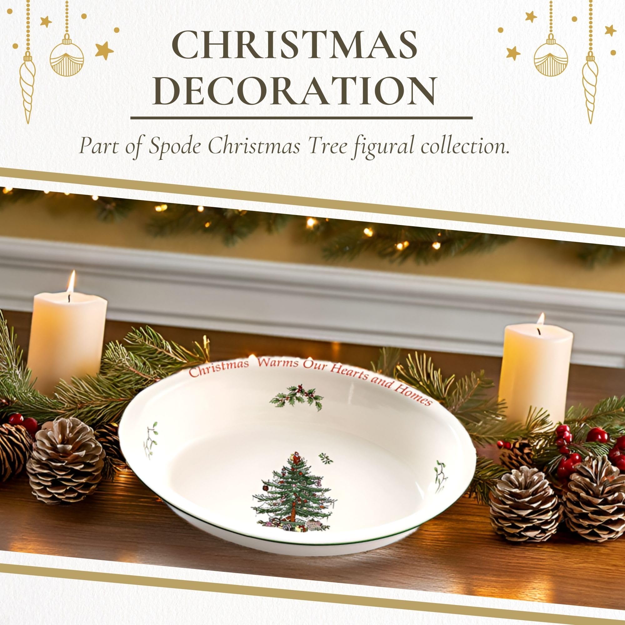 Spode Christmas Tree Oval Round Vegetable Serving Dish with Sentiment - Image 5