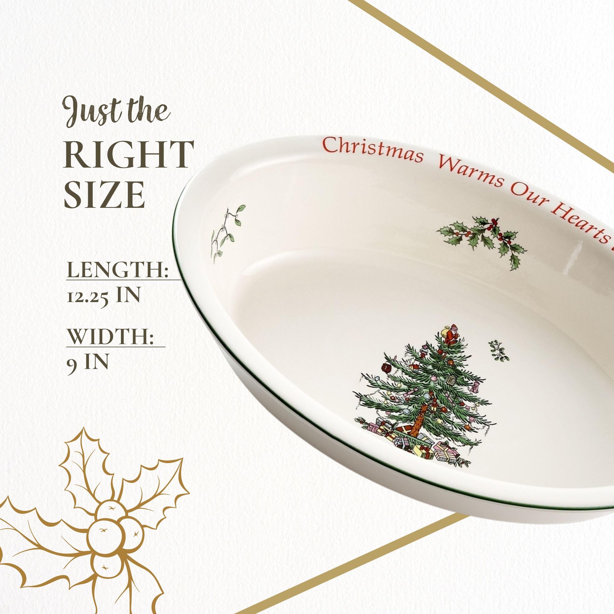 Spode Christmas Tree Oval Round Vegetable Serving Dish with Sentiment - Image 7