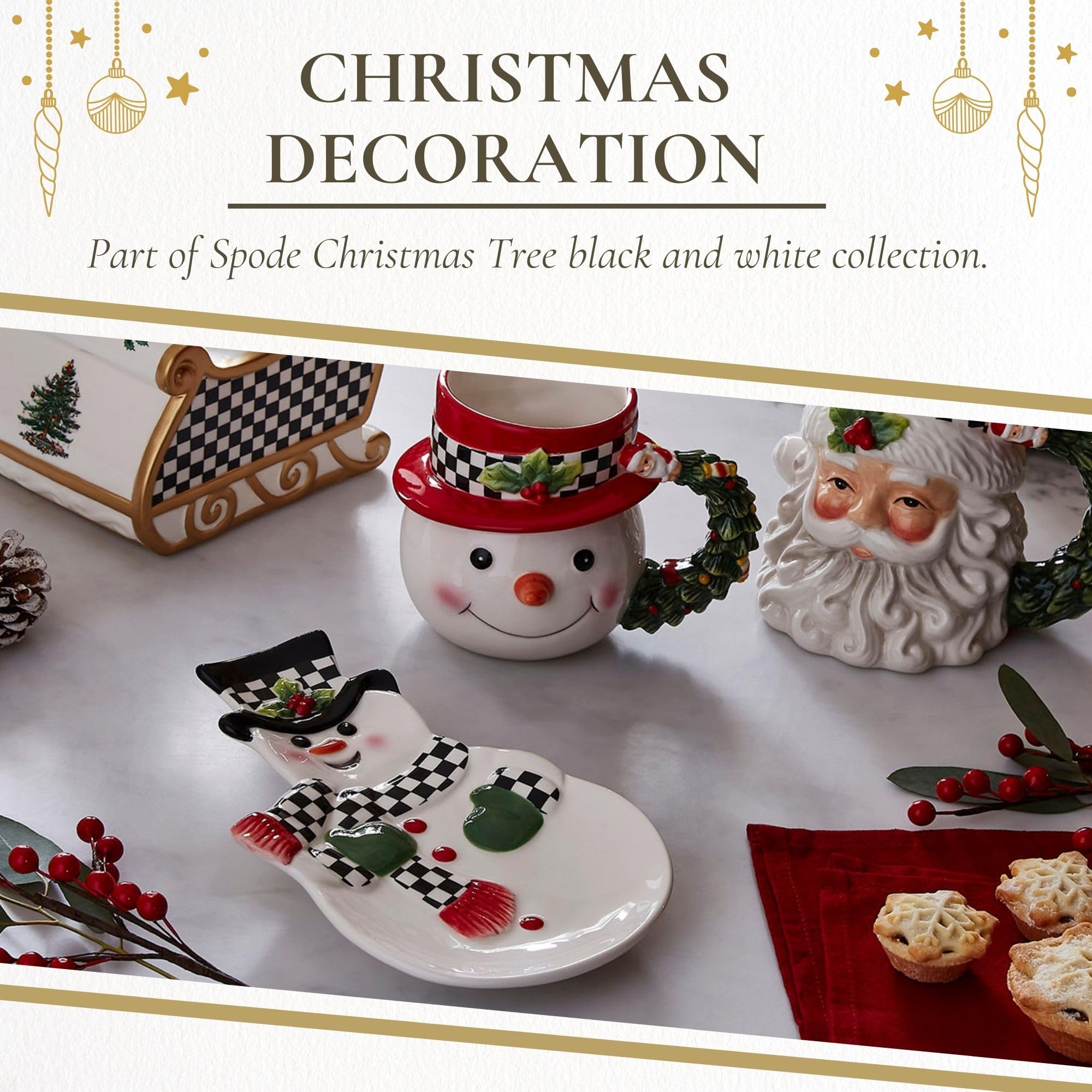 Spode Christmas Tree Snowman Dish, Dolomite Plate - Collectible Christmas Tableware, Ceramic Serveware & Party Plate for Holiday Celebrations - Dishwasher & Microwave Safe - Image 5