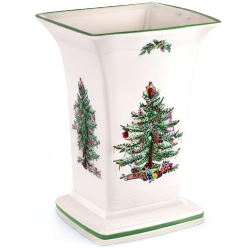 Spode Christmas Tree Square Vase, 8-Inch Festive Vase for Flowers & Holiday Decor - Fine Earthenware Centerpiece for Christmas Table, Mantle, Seasonal Floral Arrangements, Dishwasher Safe - Image 8