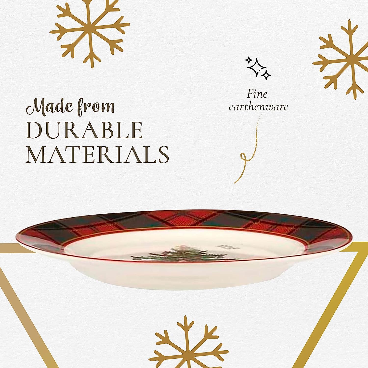 Spode Christmas Tree Tartan Salad Plate (Set of 4) - 7.75" Earthenware Plate, Holiday Tableware for Serving Salads, Appetizers, Desserts - Dishwasher & Microwave Safe, Festive Christmas Dinnerware - Image 5