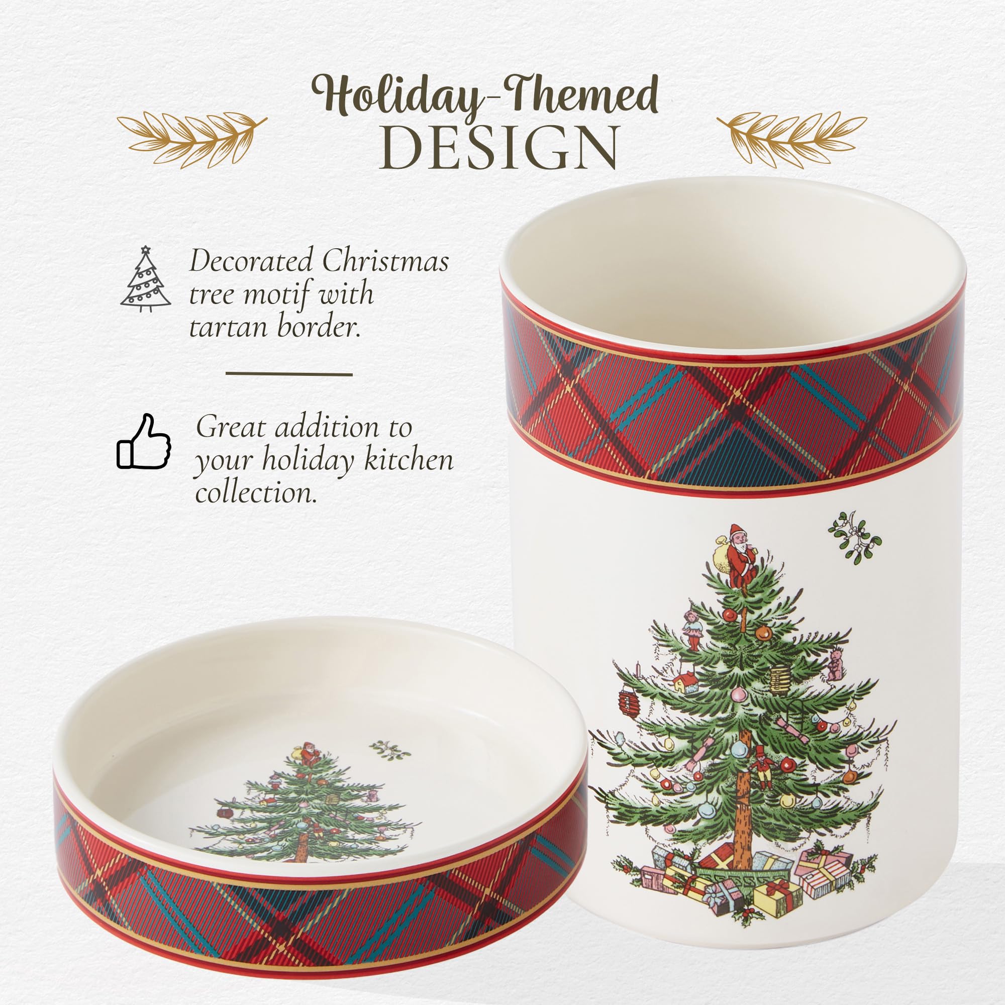 Spode Christmas Tree Wine Chiller & Coaster, Tartan Plaid - Elegant Wine Cooler & Beverage Chiller for Holiday Entertaining, Christmas Table Settings, Festive Dinner Plates, & Seasonal Serveware - Image 3