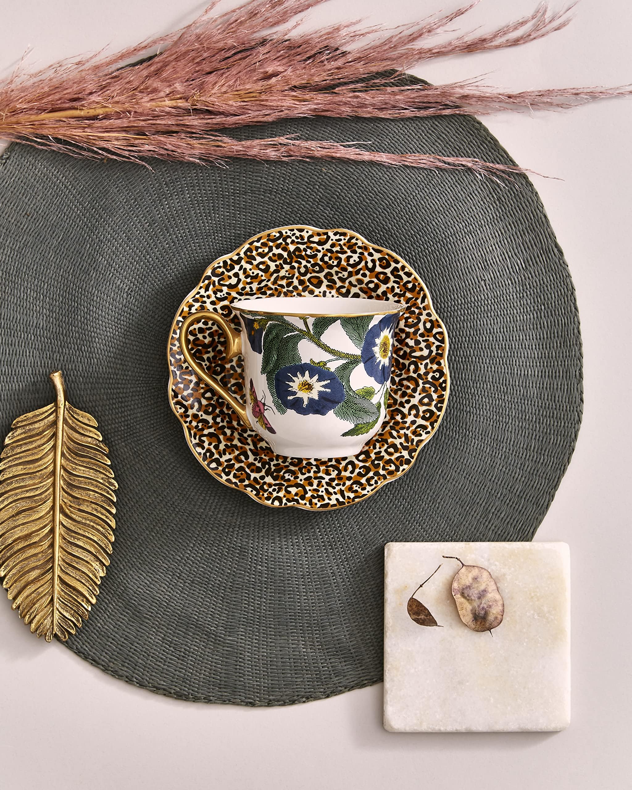 Spode Creatures of Curiosity Fine China Teacup & Saucer Set with Leopard Print - 8.5oz Decorative Porcelain Tableware with 22ct Gold Trim for Afternoon Tea or Vintage Display - Image 4