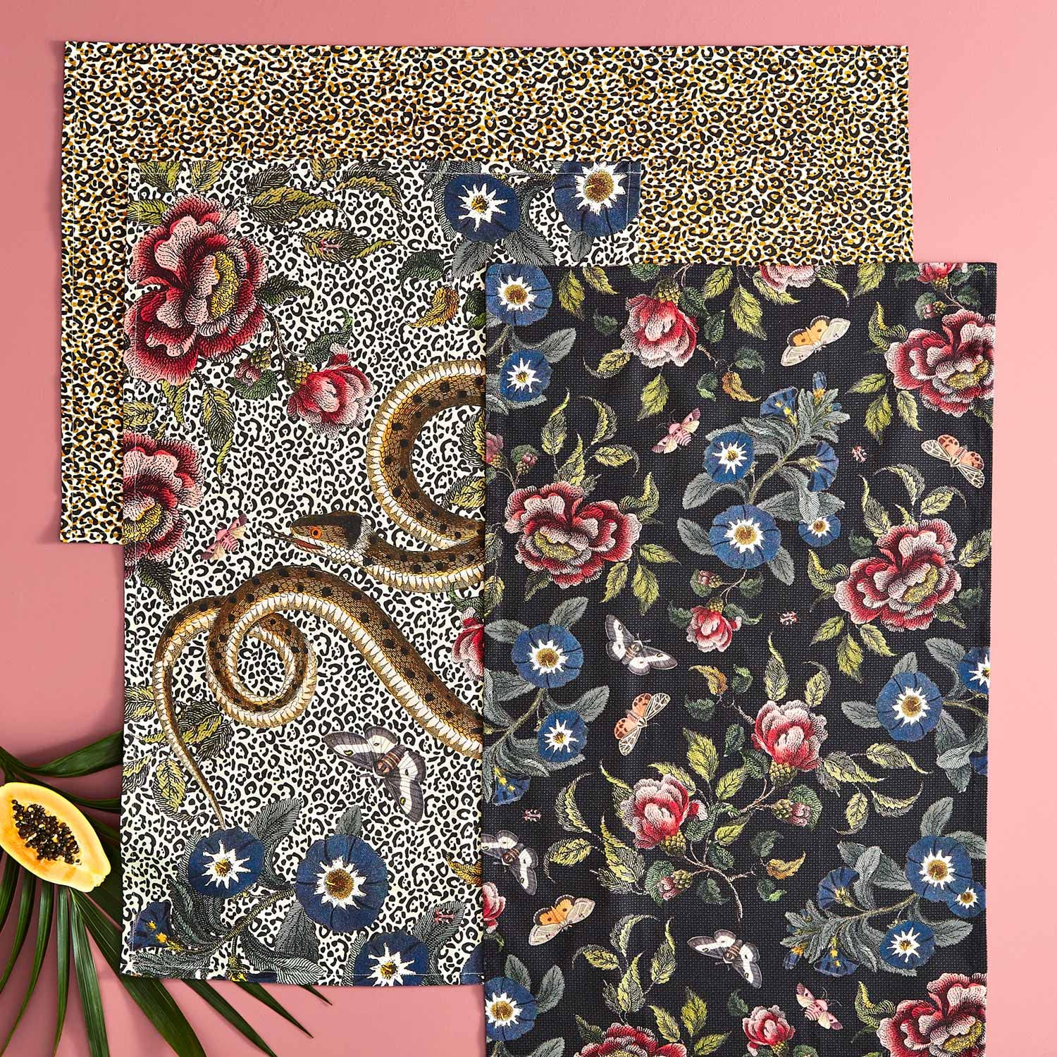 Spode Creatures of Curiosity Floral Tea Towel | Cotton Dish Towel | Highly Absorbent | Quick Drying | Multi-Purpose Absorbent Kitchen Towel | Dark and Edgy Floral Motif (1 Pack) - Image 7