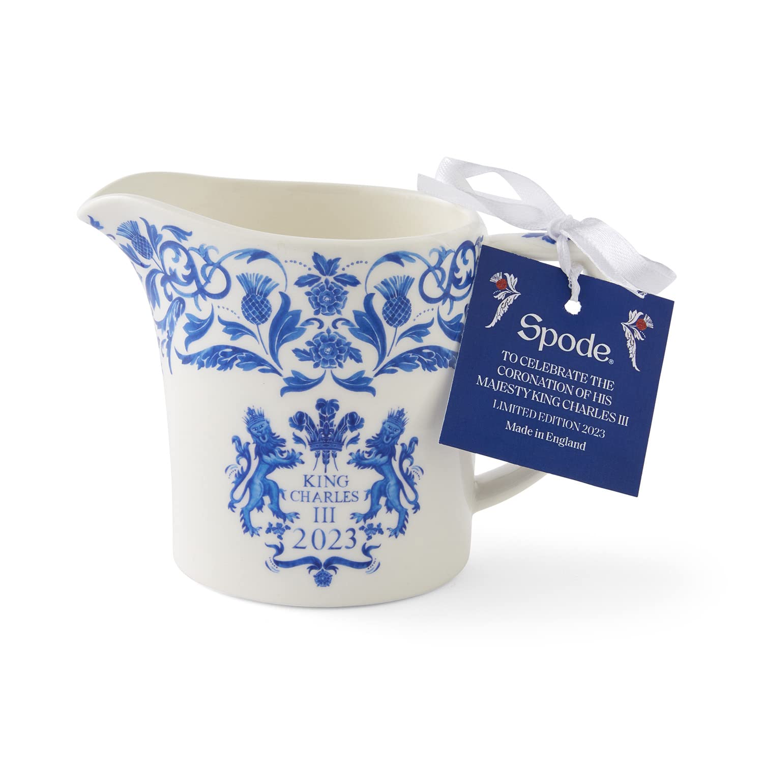 Spode King Charles III Coronation Commemorative Creamer Pitcher by Spode, Porcelain Milk Cup for Serving Sauces, Salad Dressing, and Coffee Cream, Dishwasher and Microwave Safe| Made in England (10oz) - Image 5