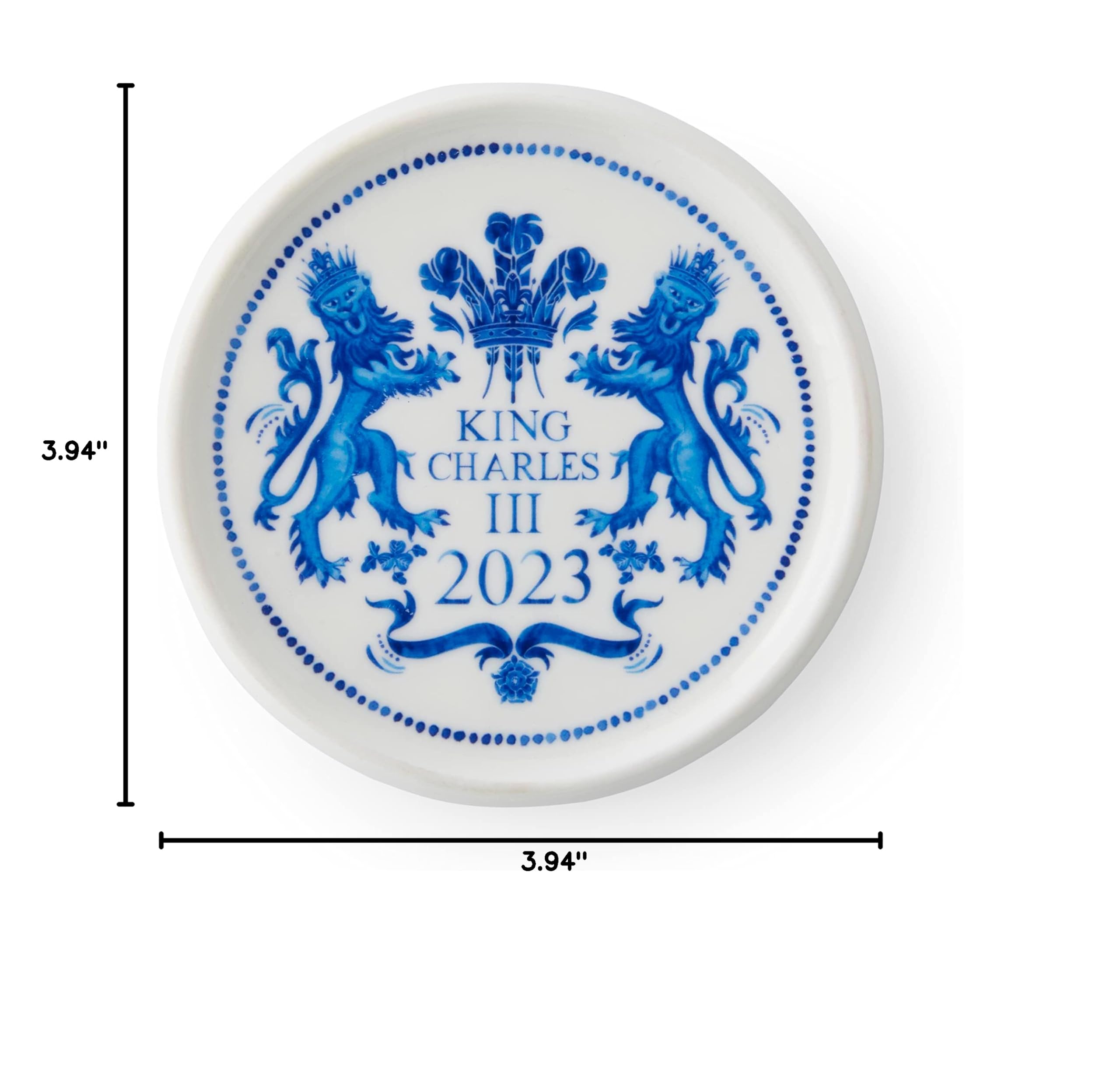 Spode King Charles III Coronation Single Round 10cm Coaster, Blue & White Pattern UK Made - Image 5