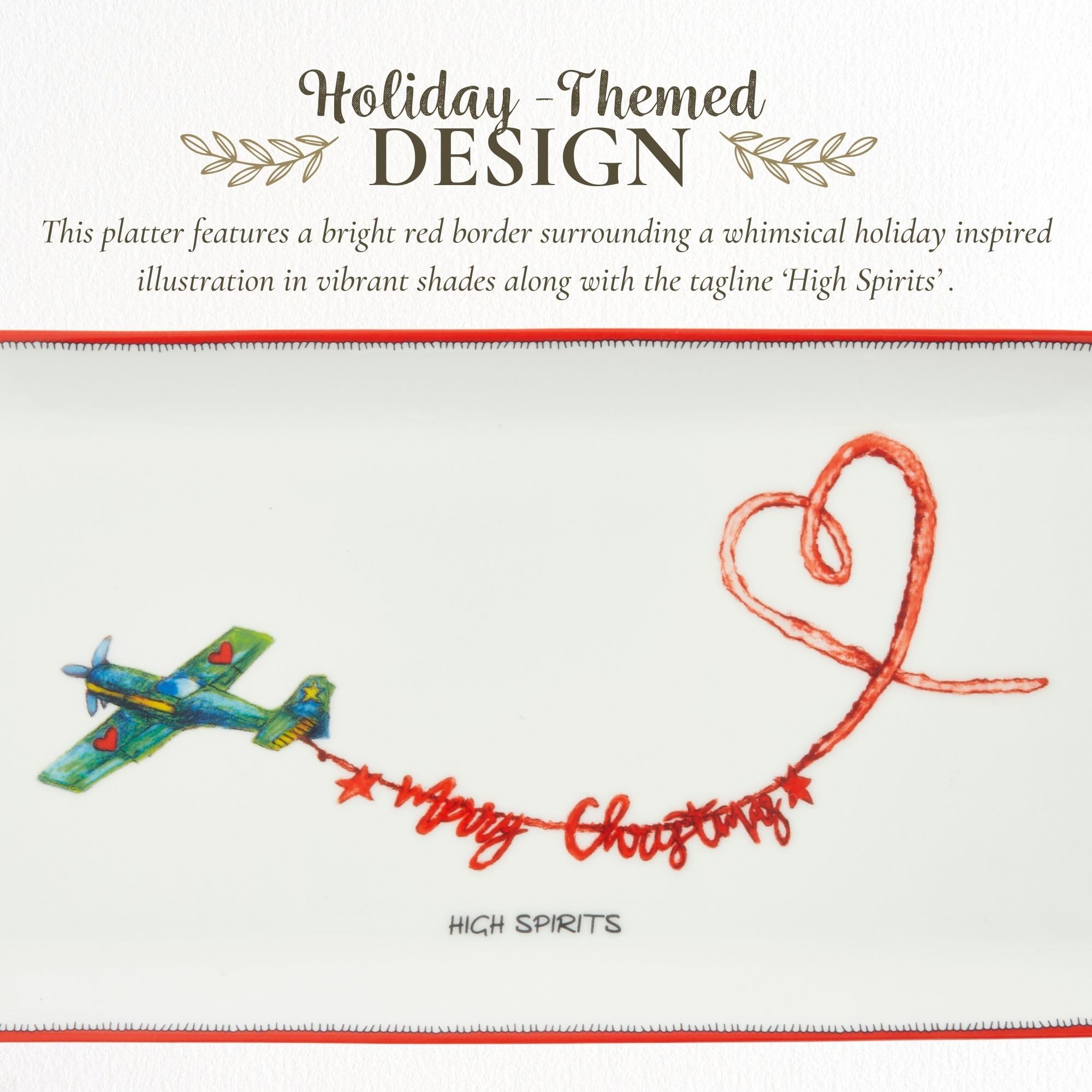 Spode Kit Kemp 12" Doodles Serving Tray - Fine China Dessert Server for Sandwiches, Snacks, Appetizers, Dishwasher Safe Christmas Tableware for Home Entertaining & Holiday Gatherings - Image 3