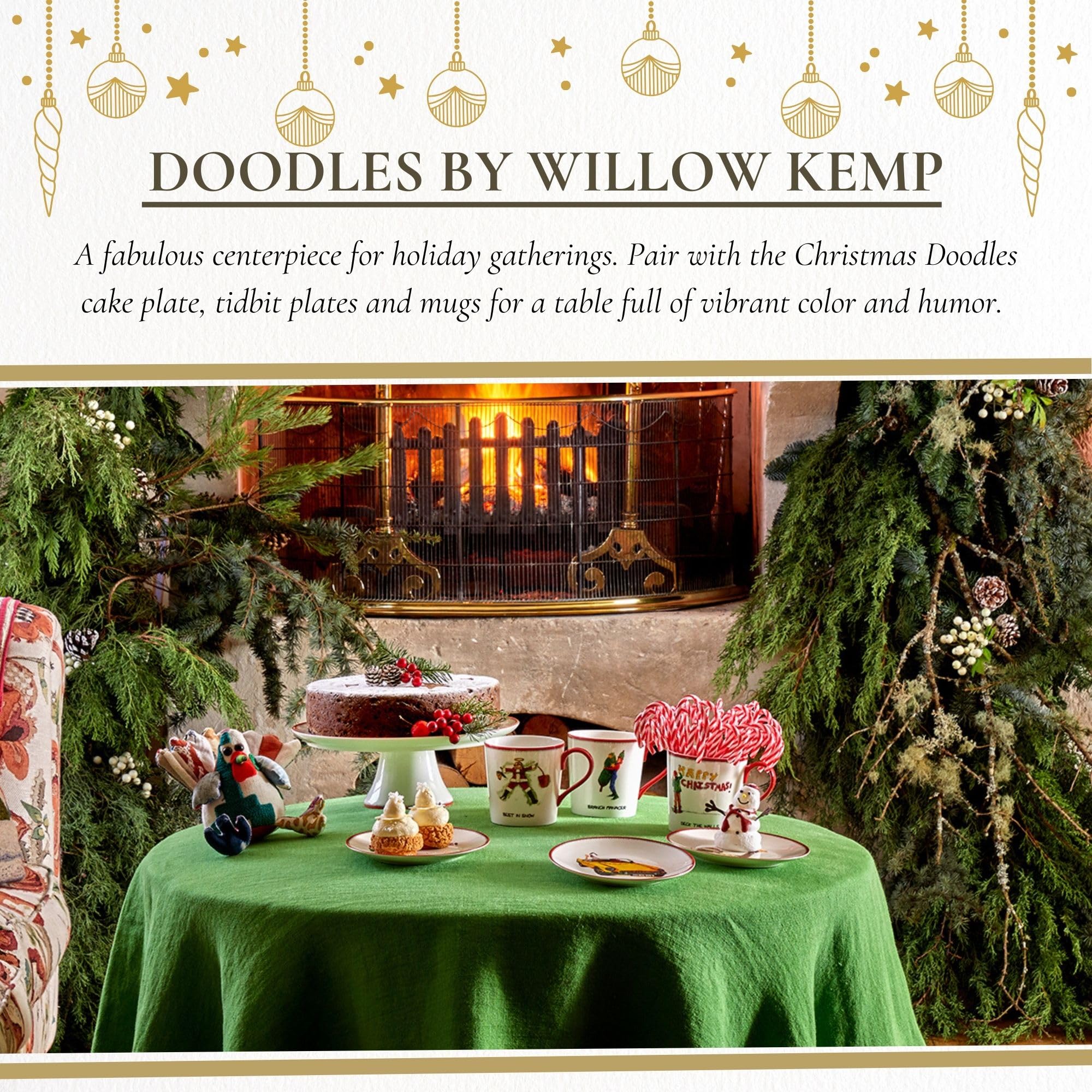 Spode Kit Kemp 12" Doodles Serving Tray - Fine China Dessert Server for Sandwiches, Snacks, Appetizers, Dishwasher Safe Christmas Tableware for Home Entertaining & Holiday Gatherings - Image 5