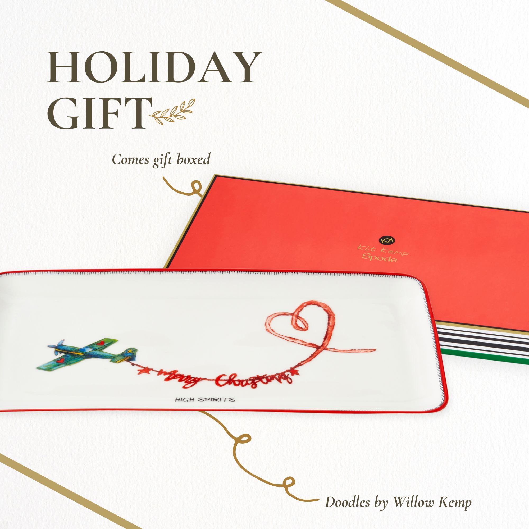 Spode Kit Kemp 12" Doodles Serving Tray - Fine China Dessert Server for Sandwiches, Snacks, Appetizers, Dishwasher Safe Christmas Tableware for Home Entertaining & Holiday Gatherings - Image 6