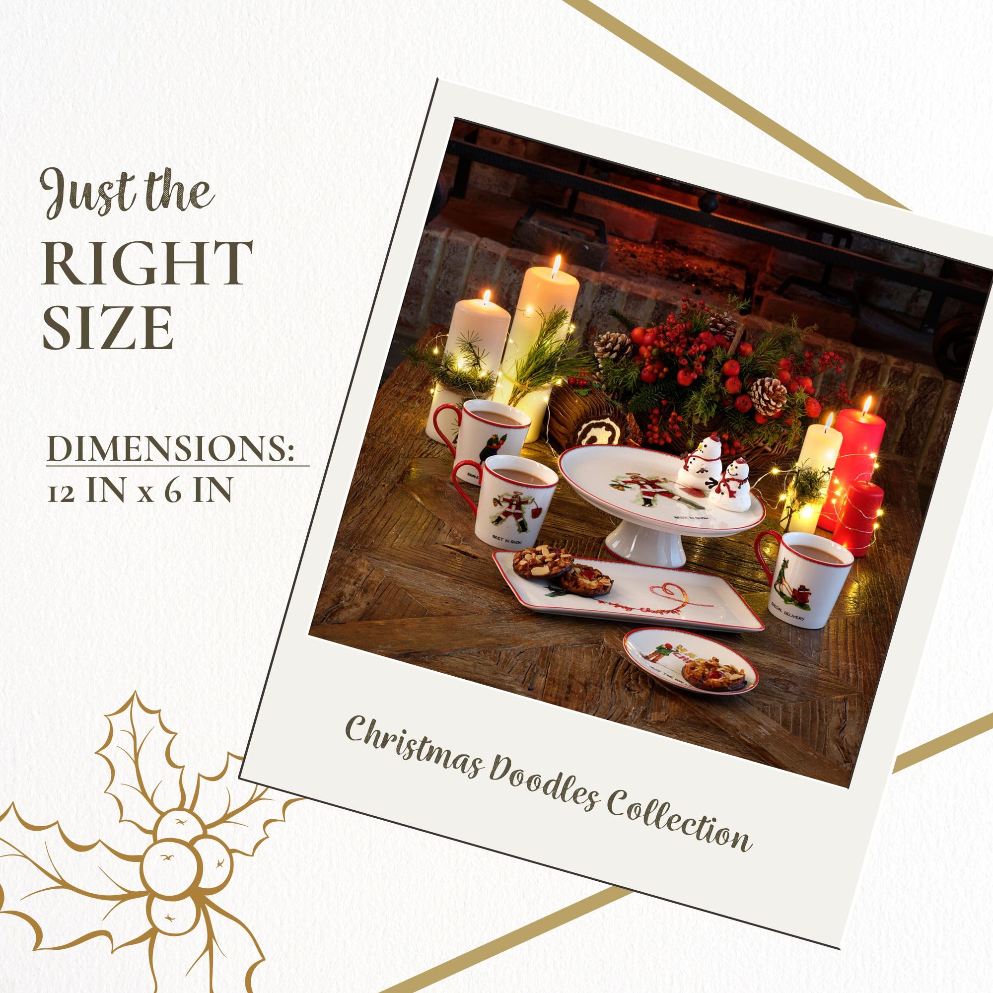 Spode Kit Kemp 12" Doodles Serving Tray - Fine China Dessert Server for Sandwiches, Snacks, Appetizers, Dishwasher Safe Christmas Tableware for Home Entertaining & Holiday Gatherings - Image 7