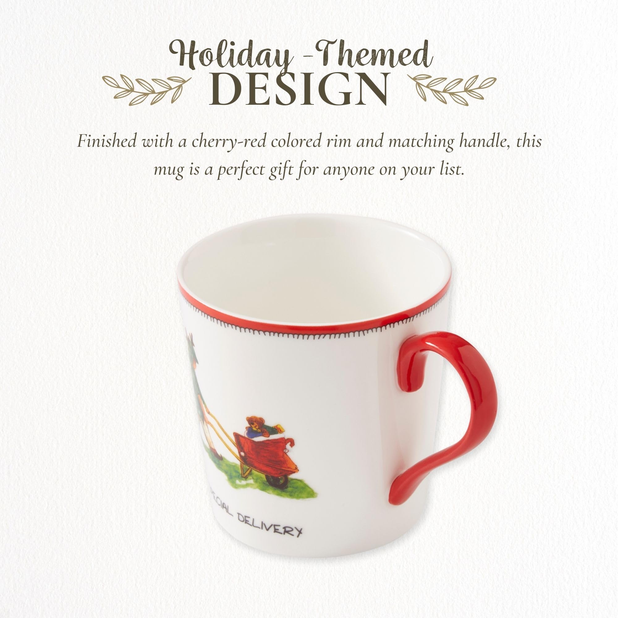 Spode Kit Kemp 12oz Festive Christmas Mug - Special Delivery Doodle Mug, Fine China Dishwasher Safe Holiday Coffee Mug with Handle for Cocoa, Tea, Gifts - A Cheerful Christmas Essential - Image 3