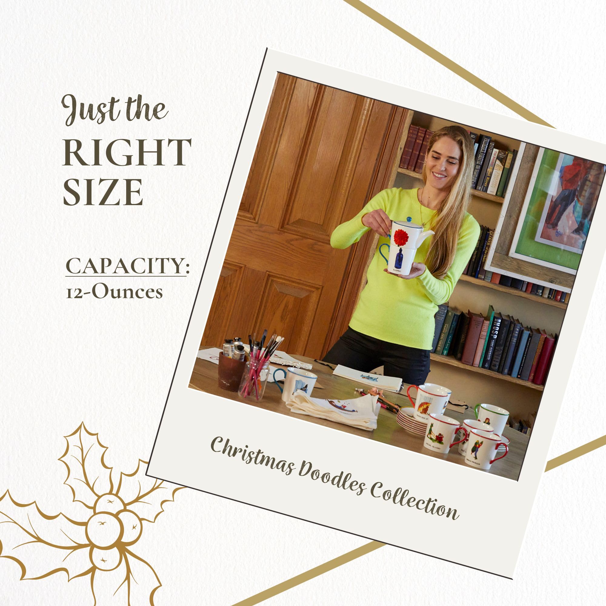 Spode Kit Kemp 12oz Festive Christmas Mug - Special Delivery Doodle Mug, Fine China Dishwasher Safe Holiday Coffee Mug with Handle for Cocoa, Tea, Gifts - A Cheerful Christmas Essential - Image 7