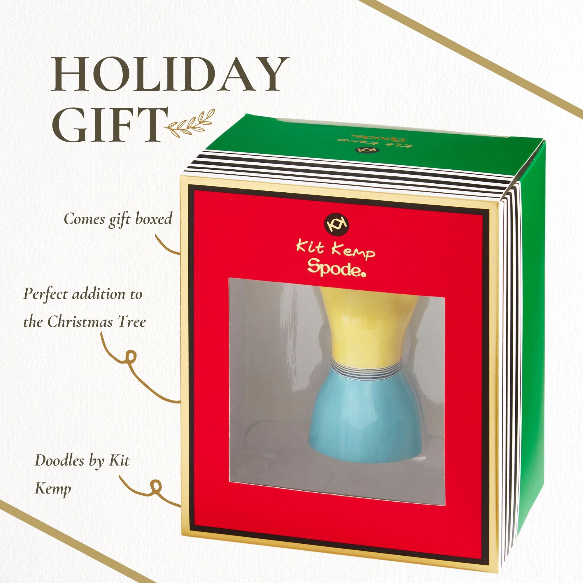 Spode Kit Kemp Christmas Ornament - Calypso Mannequin Porcelain Handcrafted Festive Charm, Unique Holiday Ornaments with Whimsical Design, Keepsake Holiday Decoration for Gifting - Image 6