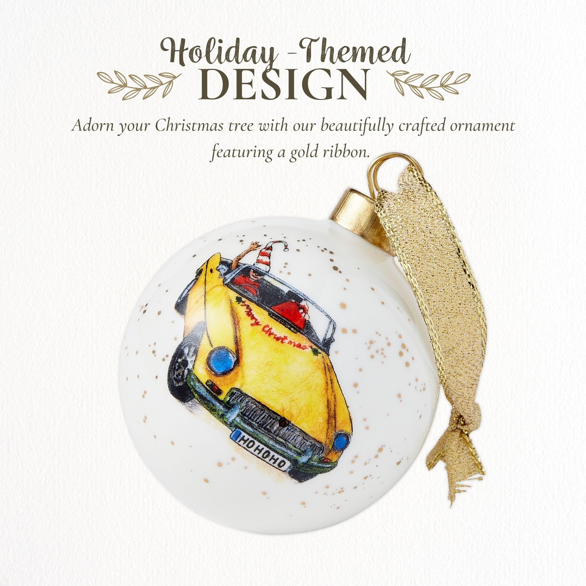 Spode Kit Kemp Christmas Ornament - Doodles Cruising Bauble- Porcelain Handcrafted Festive Charm, Unique Holiday Ornaments with Whimsical Design, Keepsake Holiday Decoration for Gifting - Image 3