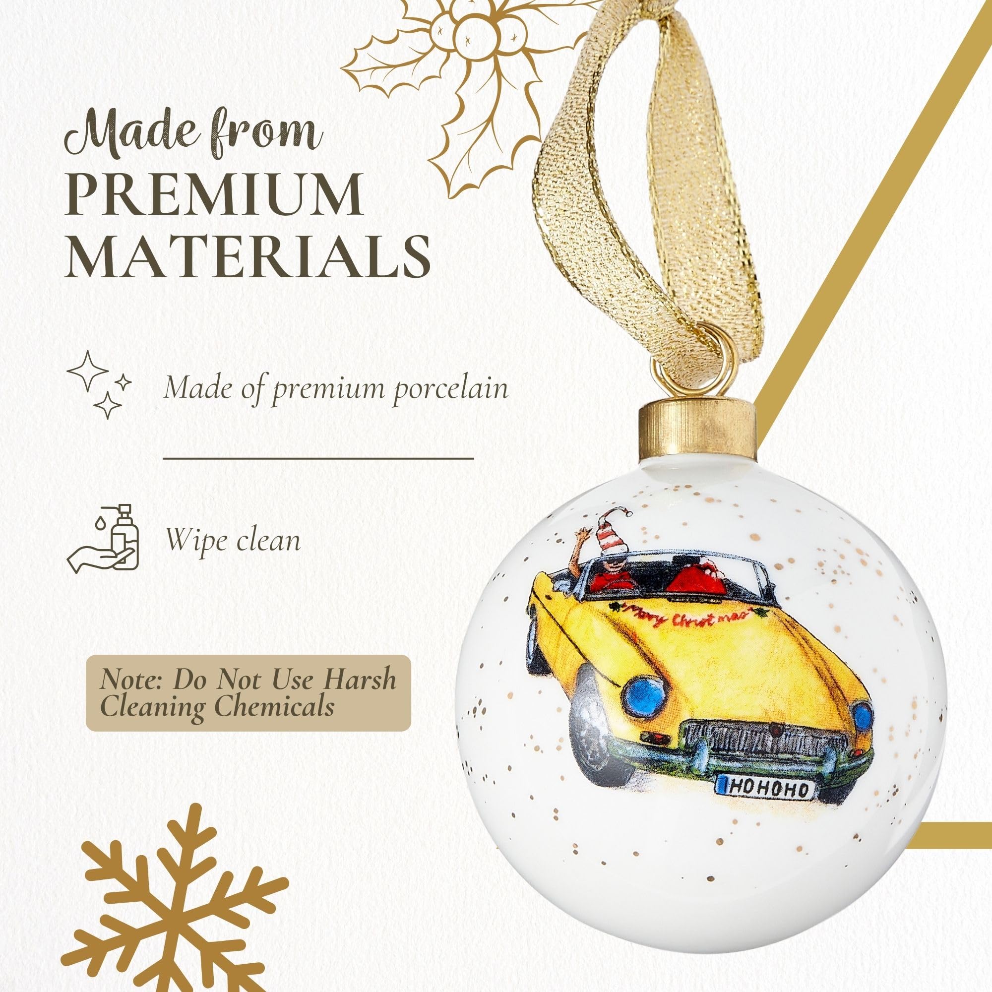 Spode Kit Kemp Christmas Ornament - Doodles Cruising Bauble- Porcelain Handcrafted Festive Charm, Unique Holiday Ornaments with Whimsical Design, Keepsake Holiday Decoration for Gifting - Image 4