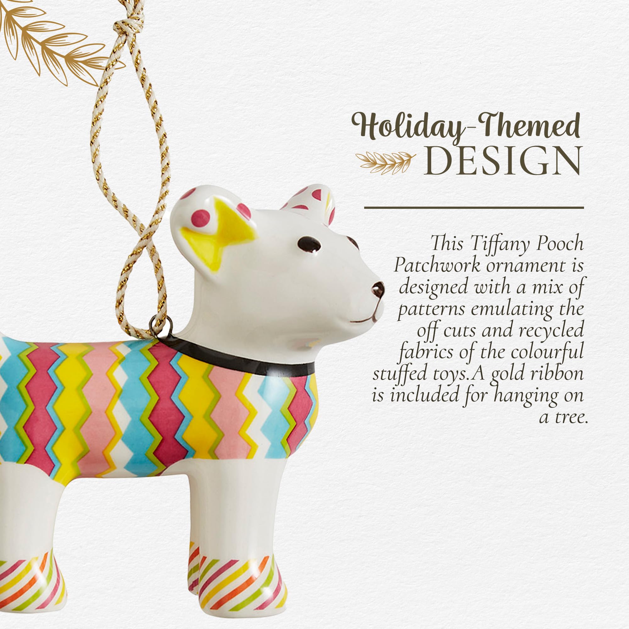 Spode Kit Kemp Christmas Ornament, Tiffany Pooch, 3", Porcelain, Handcrafted Festive Charm, Perfect for Holiday Decorating, Keepsake Ornament & Tree Decoration & Gift for Christmas & Holiday Giving - Image 3