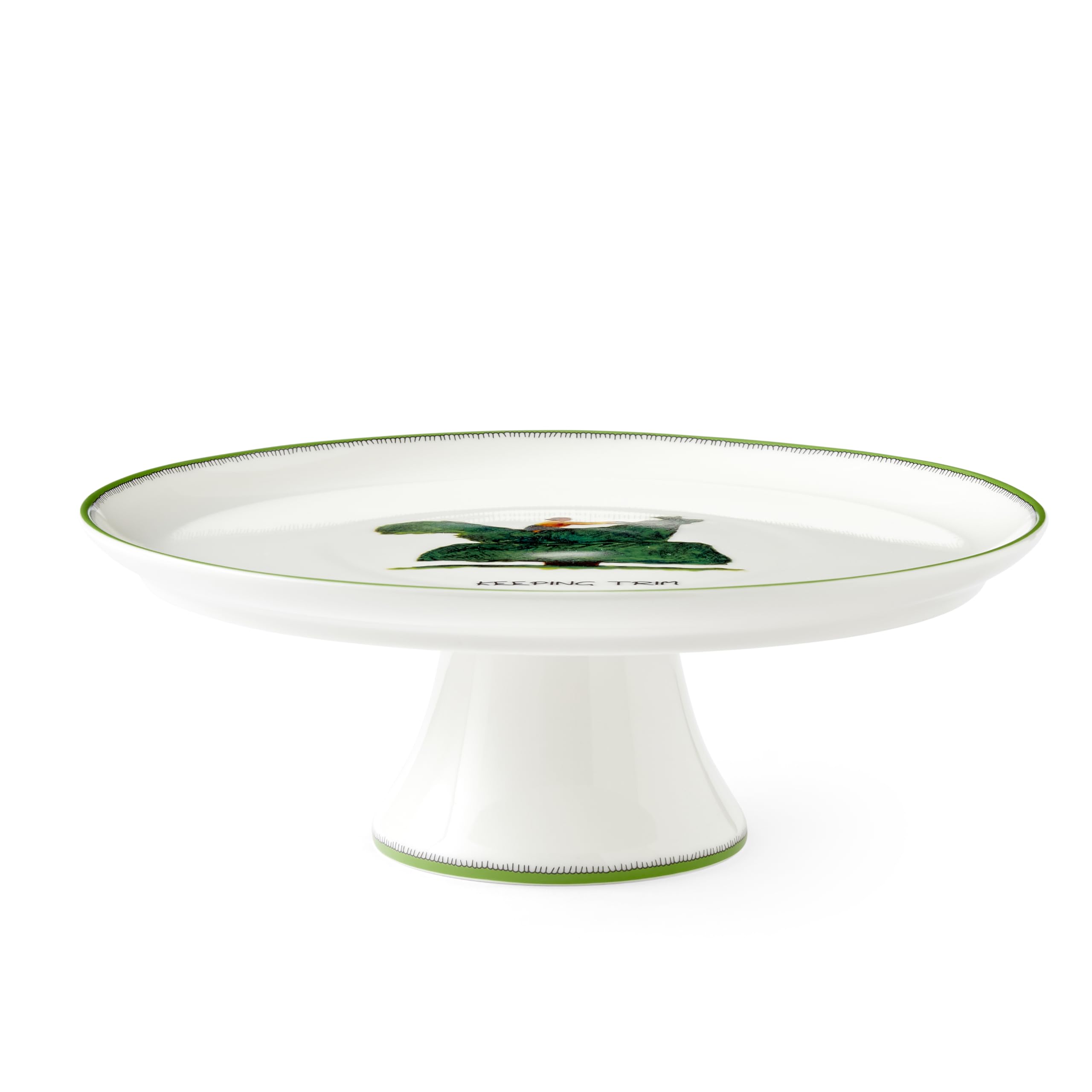 Spode Kit Kemp Doodle 10.7" Cake Stand | Keeping Trim Tagline | Fine China | Dishwasher Safe | Elegant Presentation | For Showcasing Cakes & Pastries | Ideal for Celebrations & Special Occasions - Image 3