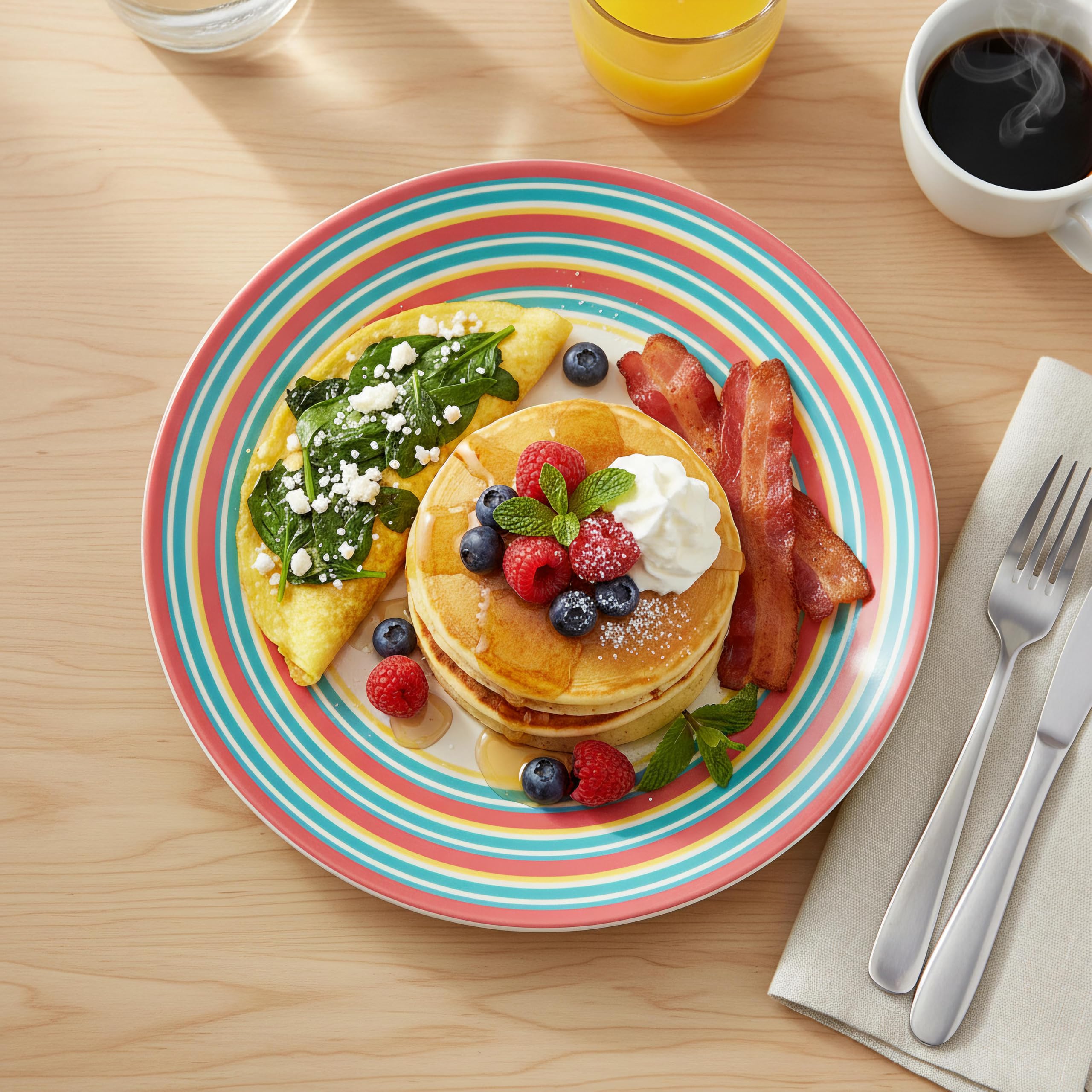 Spode Kit Kemp Salad Plate | 9.3” Calypso Stripe Platter | Made from Porcelain | Dishwasher and Microwave Safe | Vibrant Dinnerware Ideal for Summer - Image 7