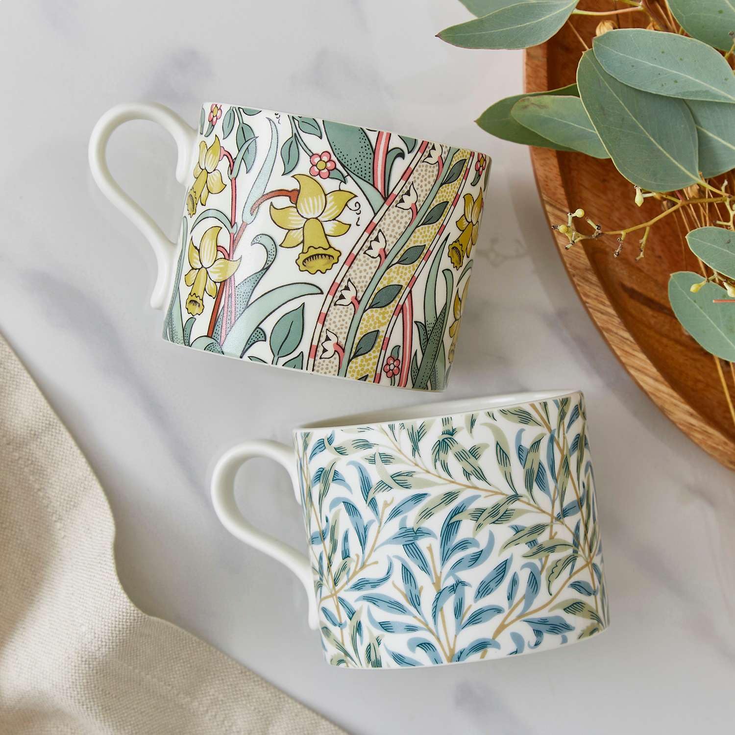 Spode Morris & Co 12oz Mugs, Set of 2 (Daffodil & Willow Bough) - Microwave & Dishwasher Safe, Elegant Porcelain Drinkware for Coffee Bar or Giftable Home Kitchen Mug Set. Ideal for Coffee & Tea - Image 4