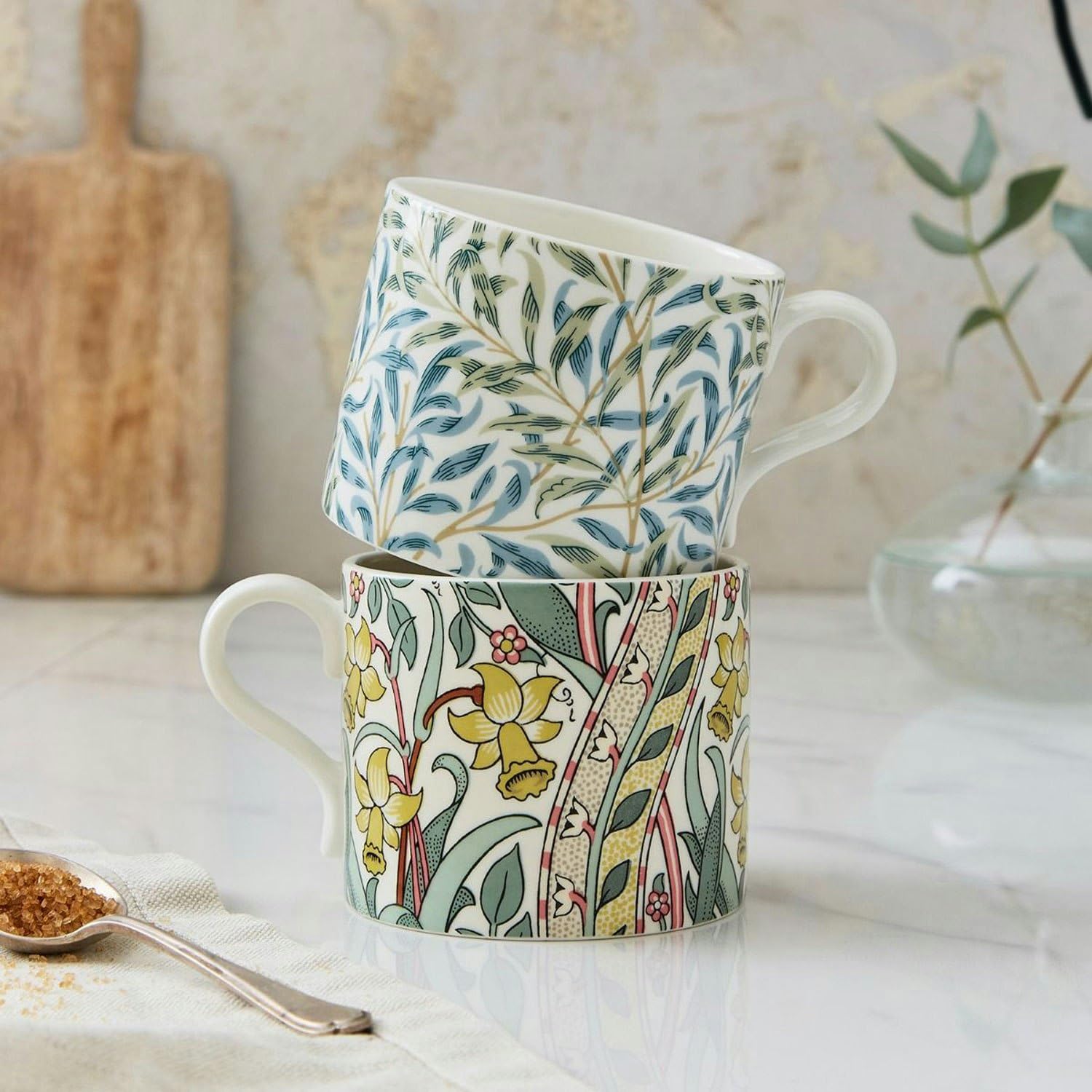 Spode Morris & Co 12oz Mugs, Set of 2 (Daffodil & Willow Bough) - Microwave & Dishwasher Safe, Elegant Porcelain Drinkware for Coffee Bar or Giftable Home Kitchen Mug Set. Ideal for Coffee & Tea - Image 5