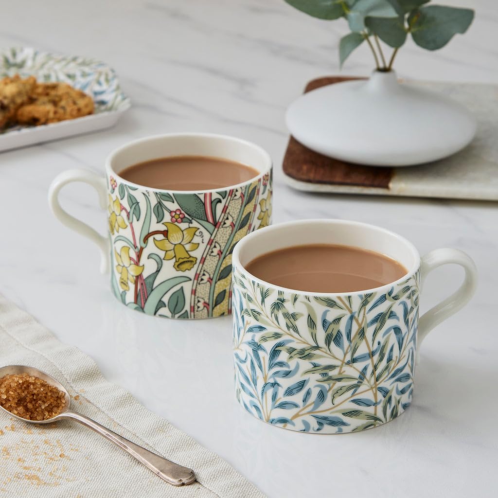 Spode Morris & Co 12oz Mugs, Set of 2 (Daffodil & Willow Bough) - Microwave & Dishwasher Safe, Elegant Porcelain Drinkware for Coffee Bar or Giftable Home Kitchen Mug Set. Ideal for Coffee & Tea - Image 6