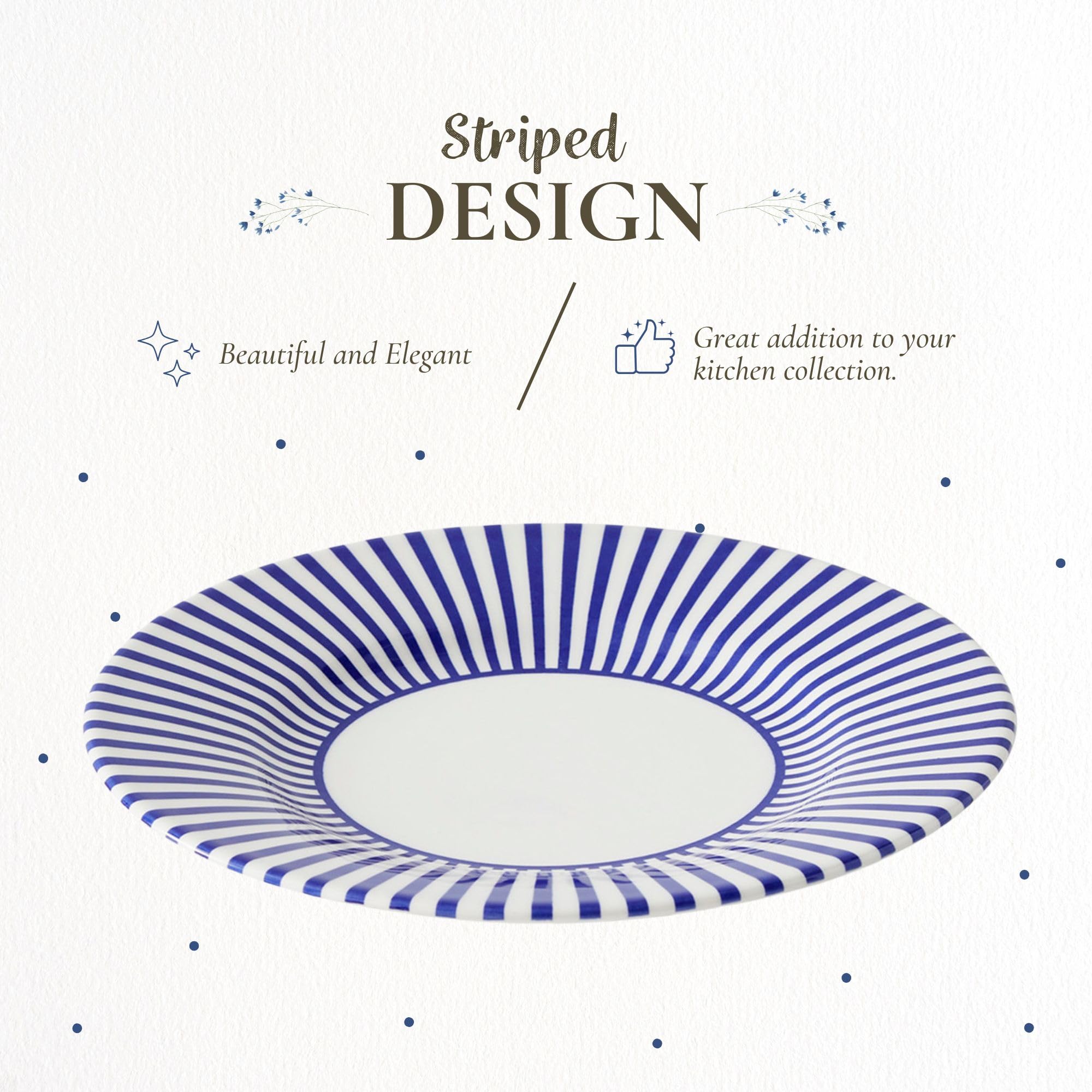 Spode Steccato Appetizer Plate | Striped Earthenware Side Plate | Made in England - Perfect for Starters, Sides, and Desserts | Microwave and Dishwasher Safe | Cobalt Blue; 7-inch, 1810006 - Image 3