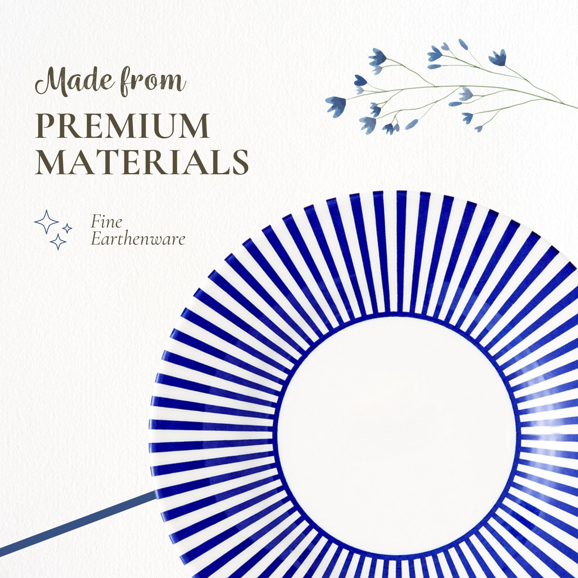 Spode Steccato Appetizer Plate | Striped Earthenware Side Plate | Made in England - Perfect for Starters, Sides, and Desserts | Microwave and Dishwasher Safe | Cobalt Blue; 7-inch, 1810006 - Image 4