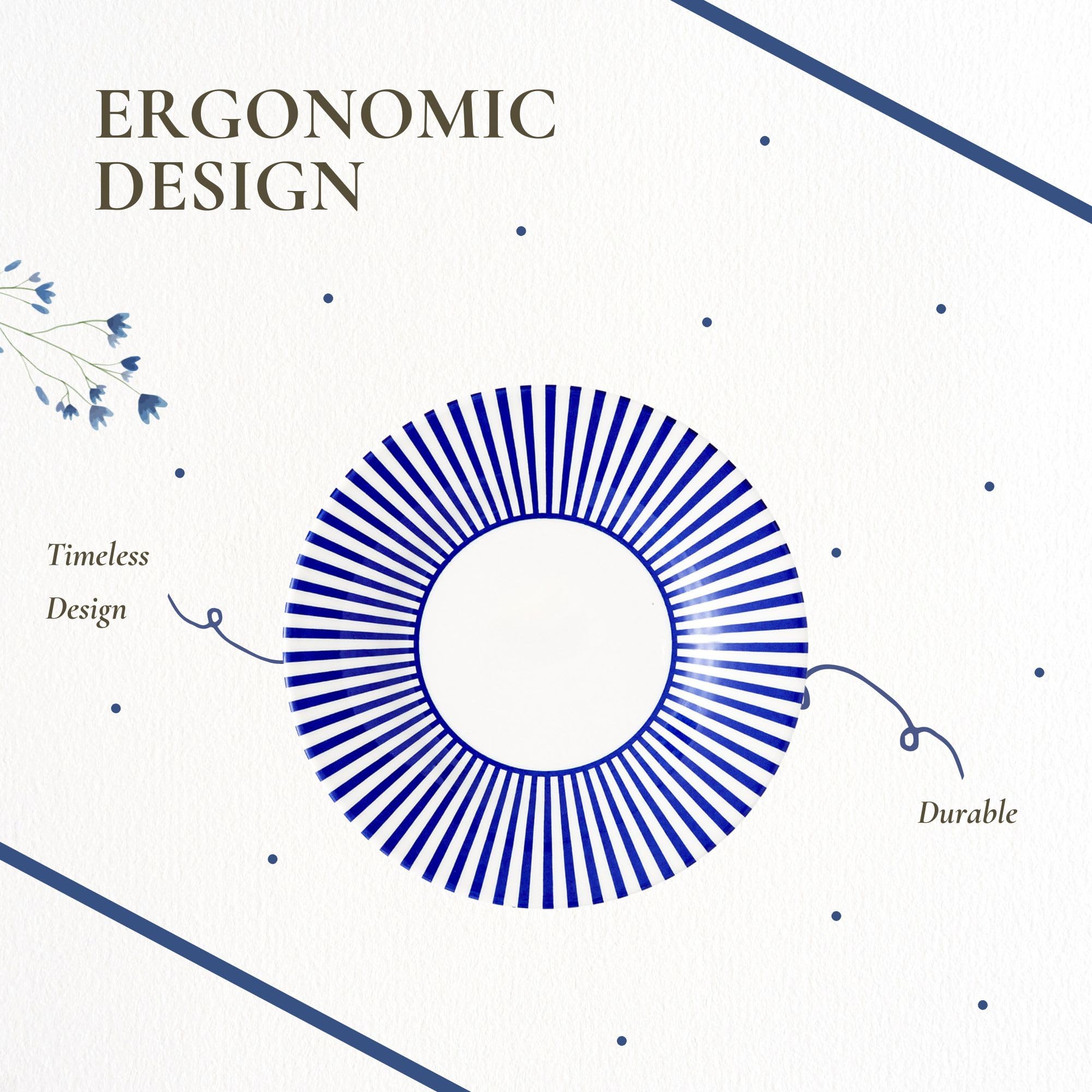 Spode Steccato Appetizer Plate | Striped Earthenware Side Plate | Made in England - Perfect for Starters, Sides, and Desserts | Microwave and Dishwasher Safe | Cobalt Blue; 7-inch, 1810006 - Image 6