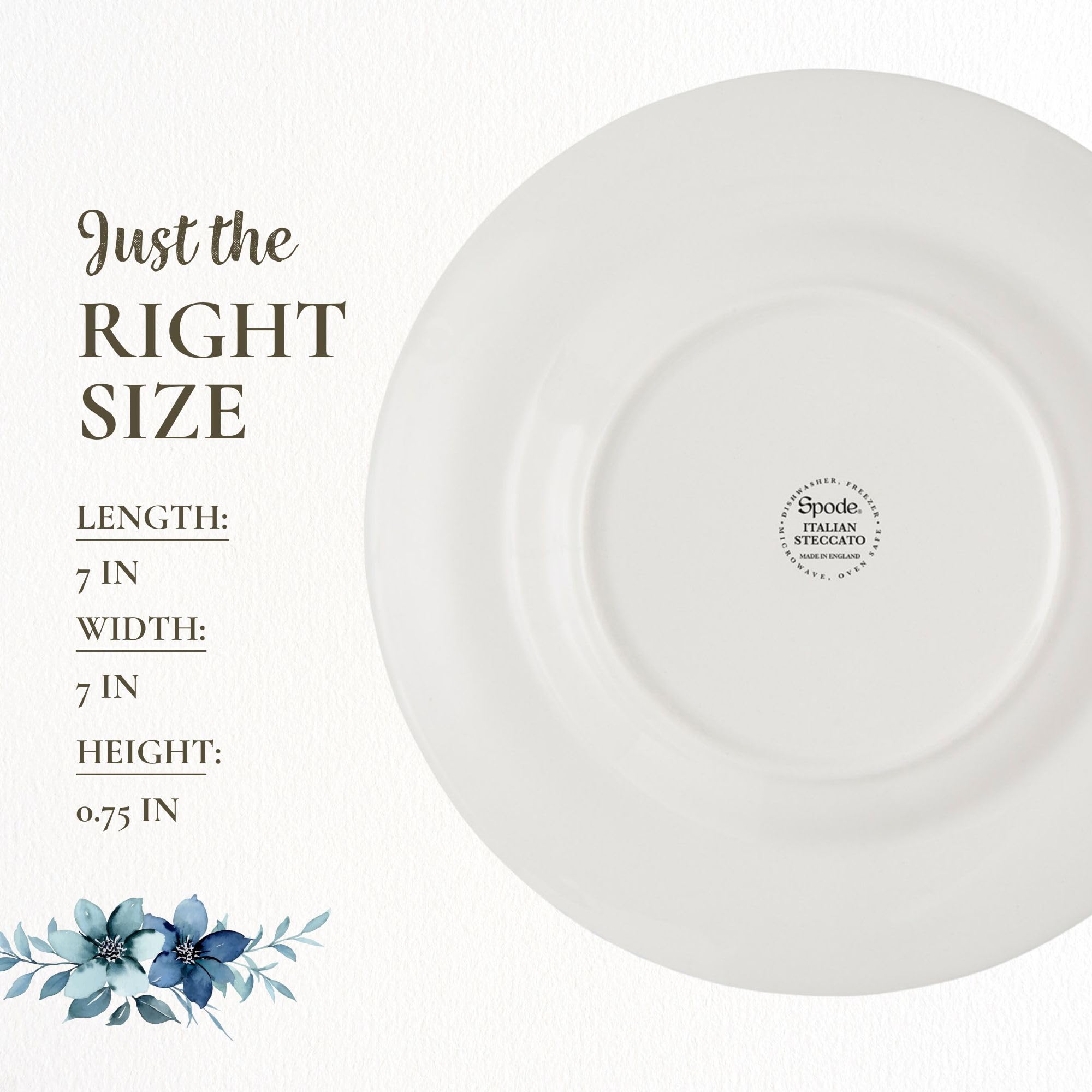 Spode Steccato Appetizer Plate | Striped Earthenware Side Plate | Made in England - Perfect for Starters, Sides, and Desserts | Microwave and Dishwasher Safe | Cobalt Blue; 7-inch, 1810006 - Image 7