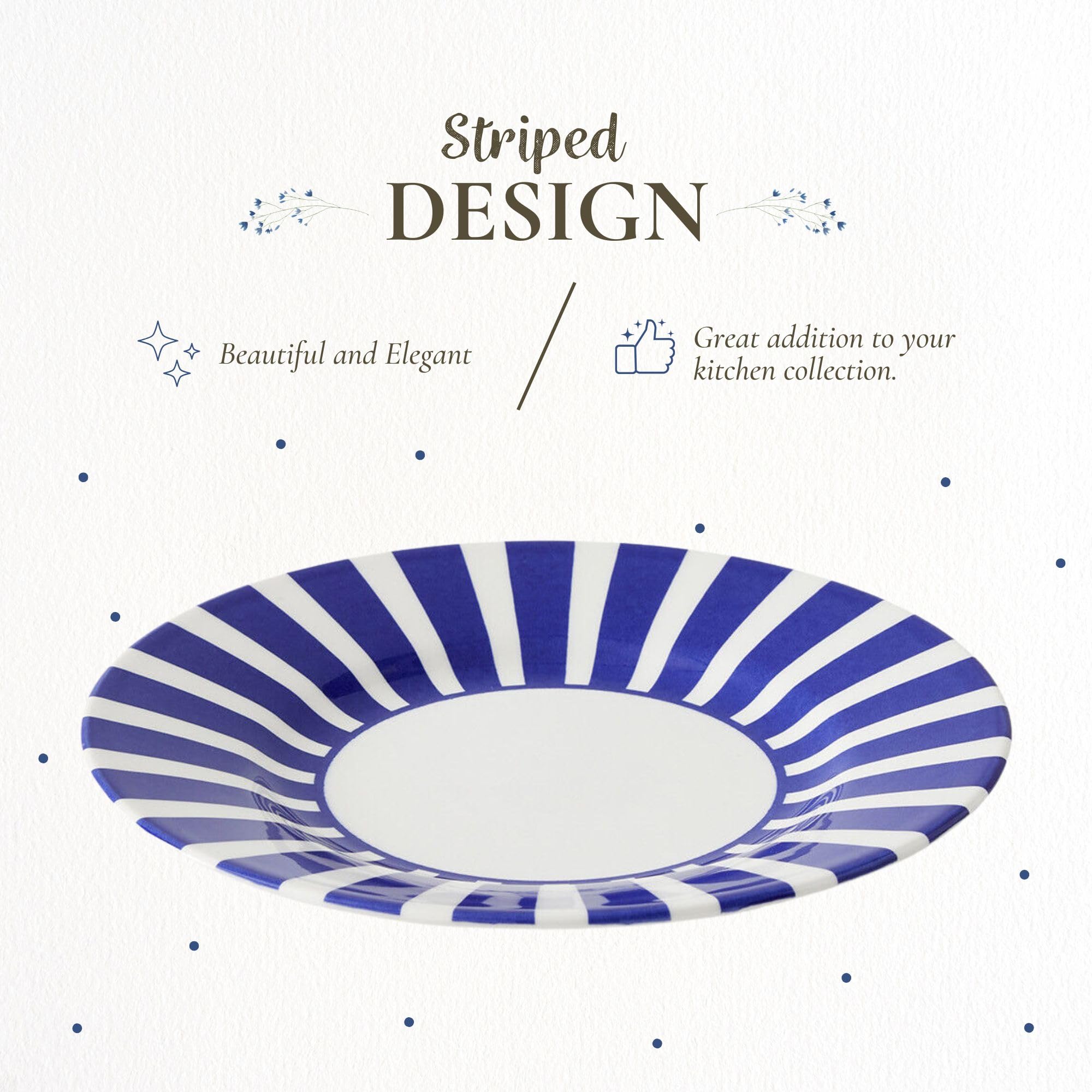 Spode Steccato Bold Side Plate | Striped Earthenware Appetizer Plate | Made in England - Perfect for Starters, Sides, and Desserts | Microwave and Dishwasher Safe | Cobalt Blue; 7-inch, 1810020 - Image 3