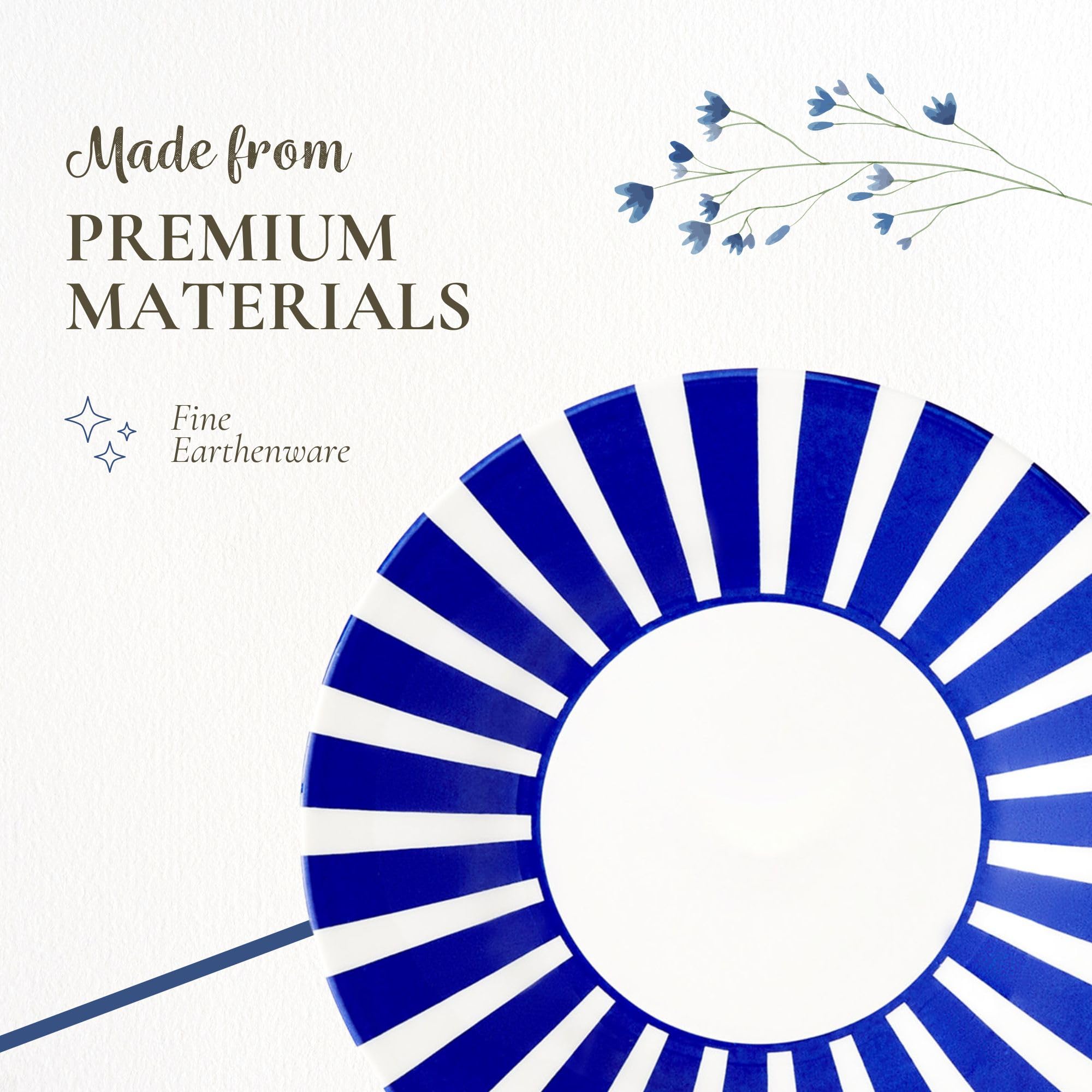 Spode Steccato Bold Side Plate | Striped Earthenware Appetizer Plate | Made in England - Perfect for Starters, Sides, and Desserts | Microwave and Dishwasher Safe | Cobalt Blue; 7-inch, 1810020 - Image 4