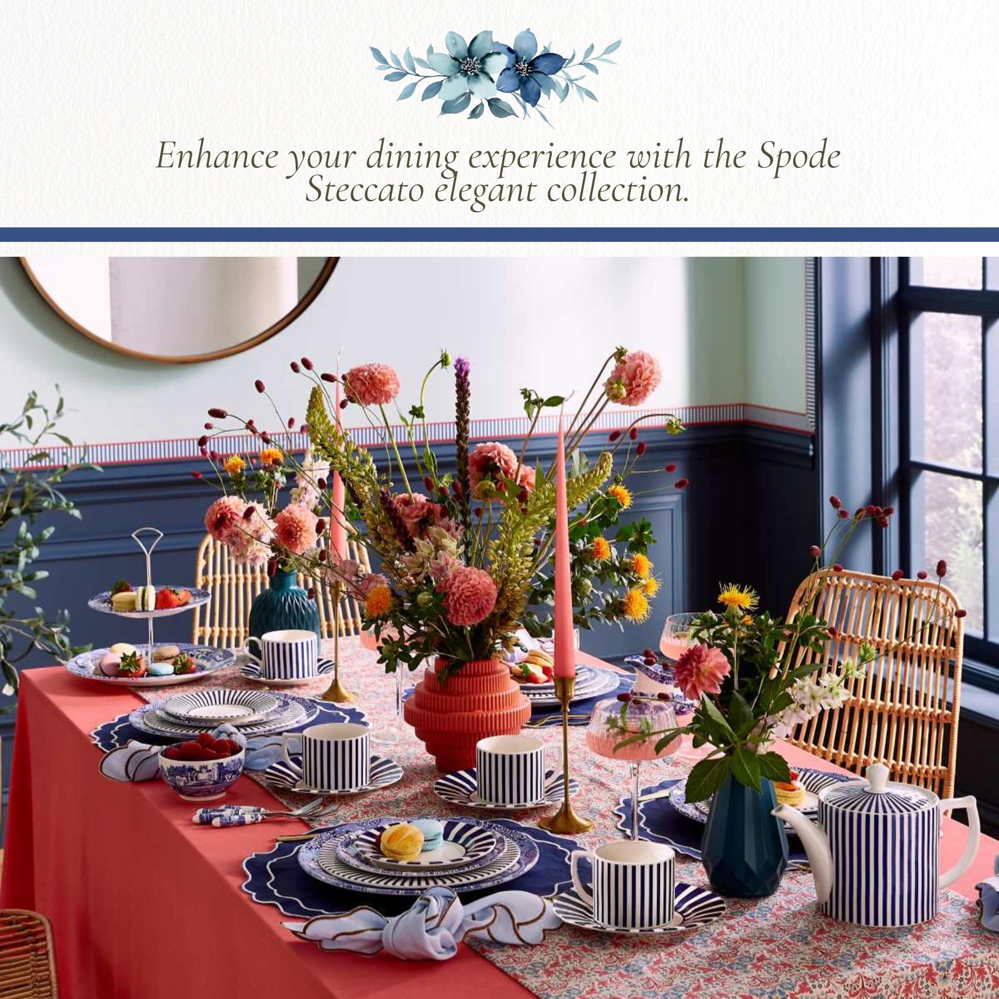 Spode Steccato Bold Side Plate | Striped Earthenware Appetizer Plate | Made in England - Perfect for Starters, Sides, and Desserts | Microwave and Dishwasher Safe | Cobalt Blue; 7-inch, 1810020 - Image 5