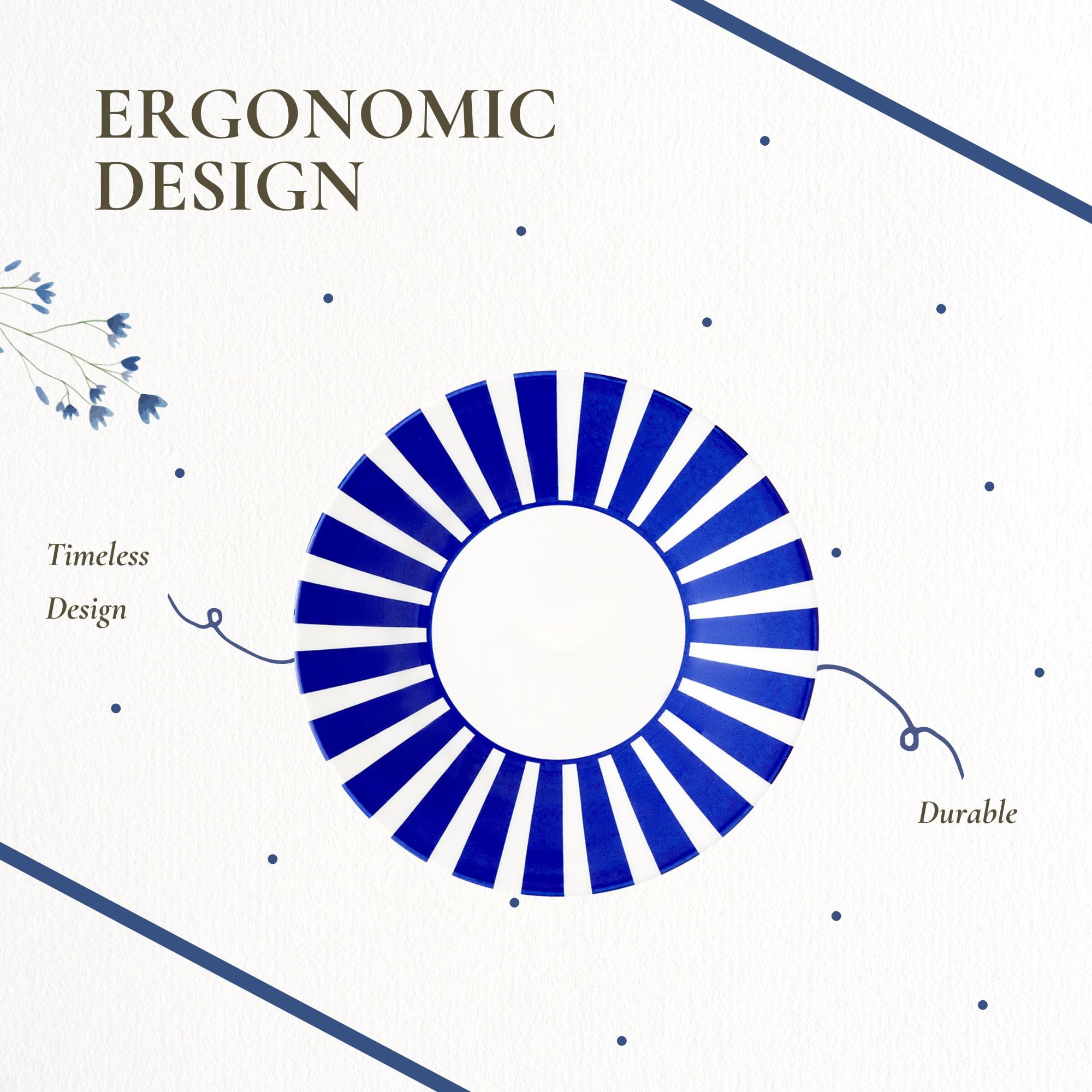 Spode Steccato Bold Side Plate | Striped Earthenware Appetizer Plate | Made in England - Perfect for Starters, Sides, and Desserts | Microwave and Dishwasher Safe | Cobalt Blue; 7-inch, 1810020 - Image 6