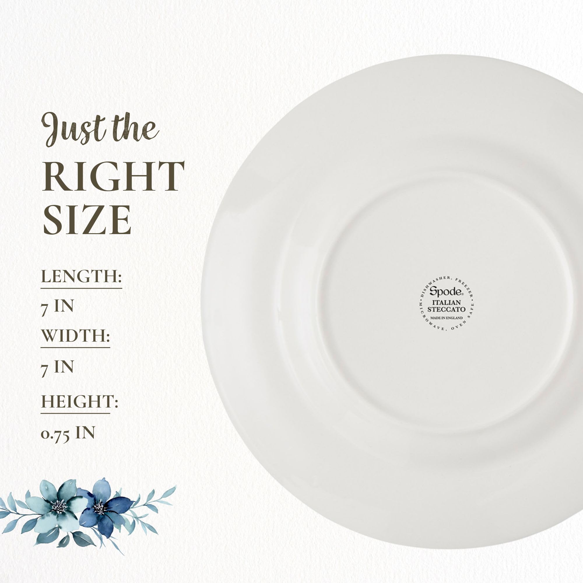 Spode Steccato Bold Side Plate | Striped Earthenware Appetizer Plate | Made in England - Perfect for Starters, Sides, and Desserts | Microwave and Dishwasher Safe | Cobalt Blue; 7-inch, 1810020 - Image 7