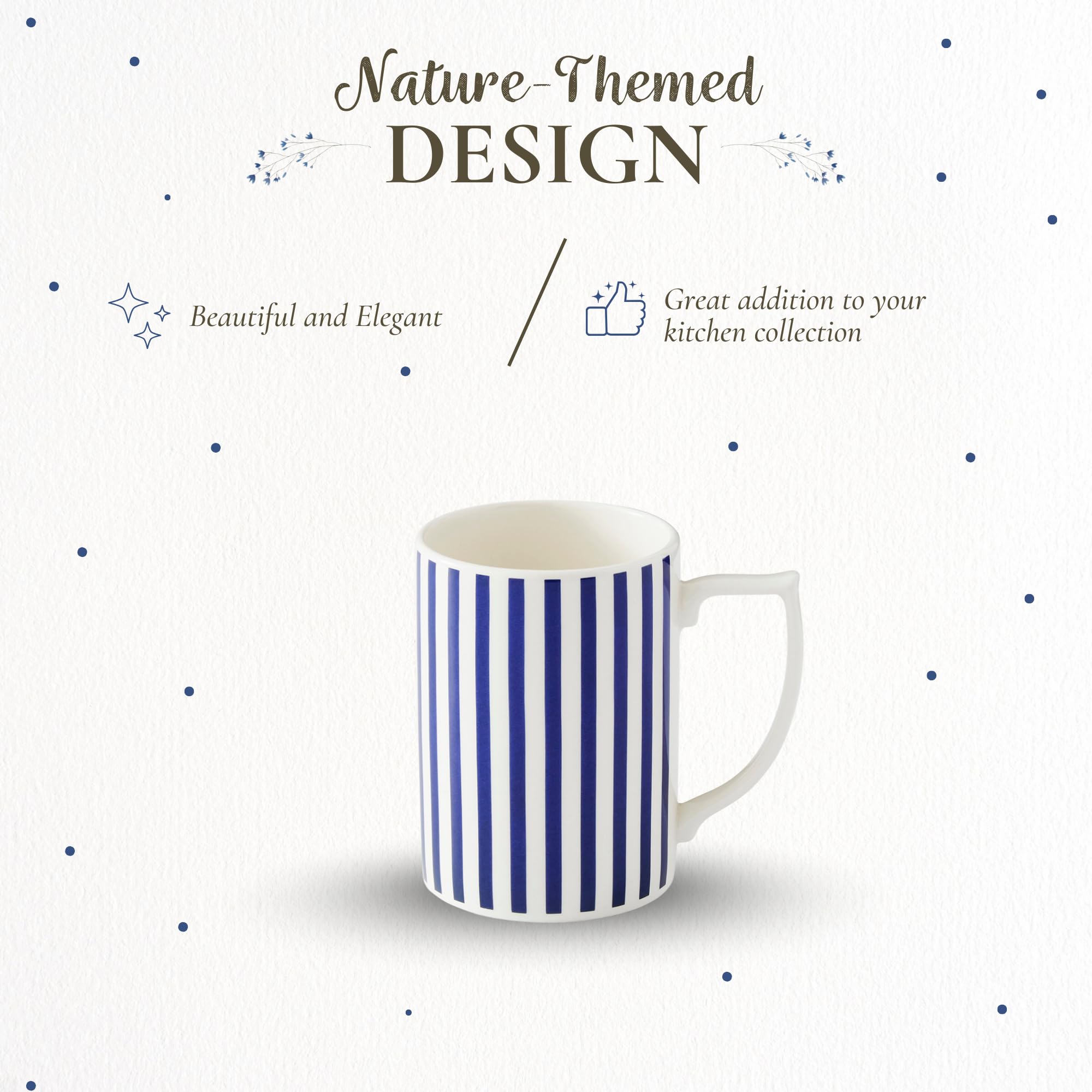 Spode Steccato Collection - 12oz Coffee Mug with Large Handles, Stripe Cobalt Blue | Made of Fine Earthenware | Dishwasher and Microwave Safe | Cup For Coffee, Tea, Latte, and Hot Chocolate - Image 3